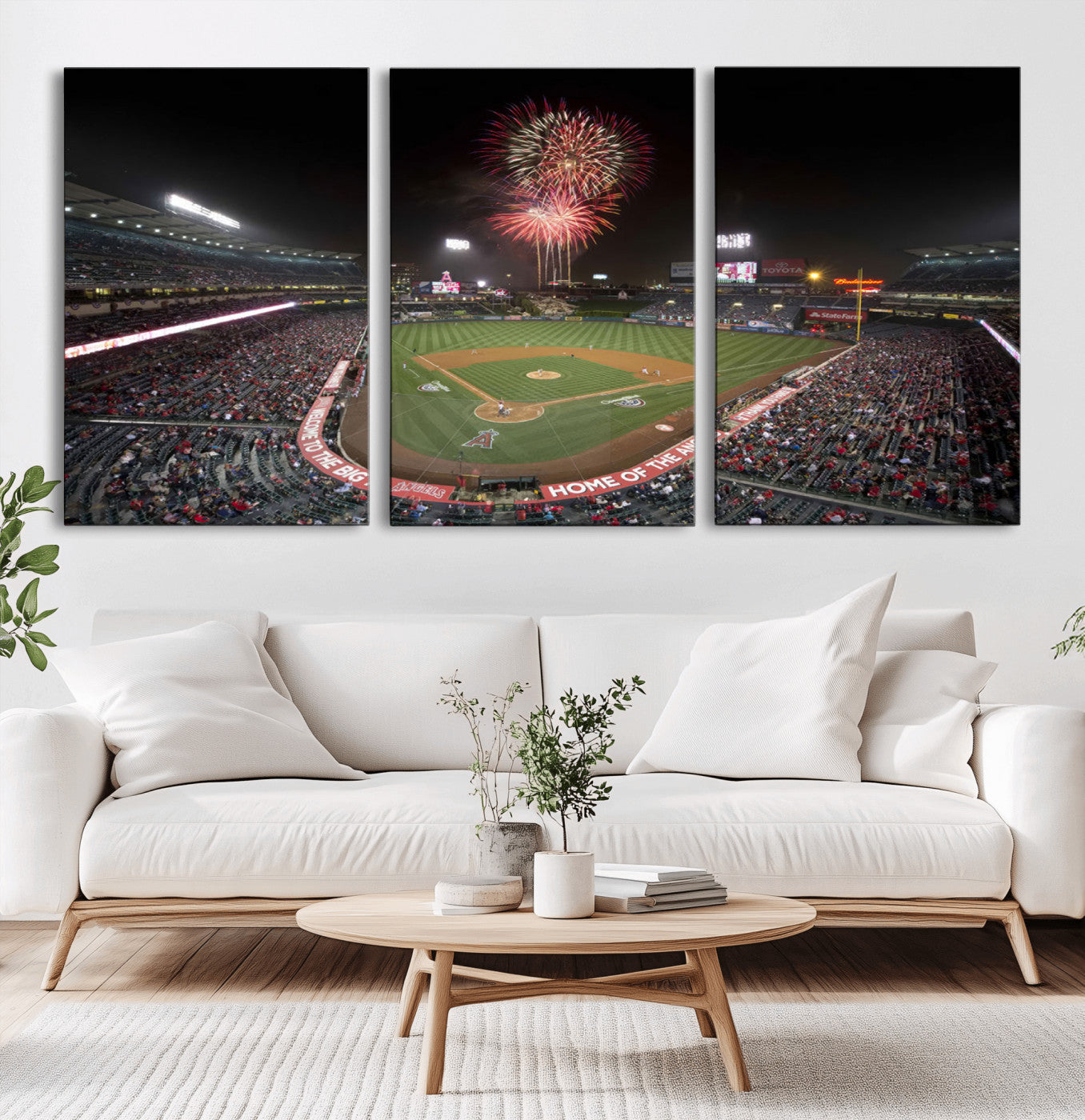 -Fireworks at Angel Stadium – Los Angeles Angels Canvas Print, Framed Los Angeles Angels Wall Art
