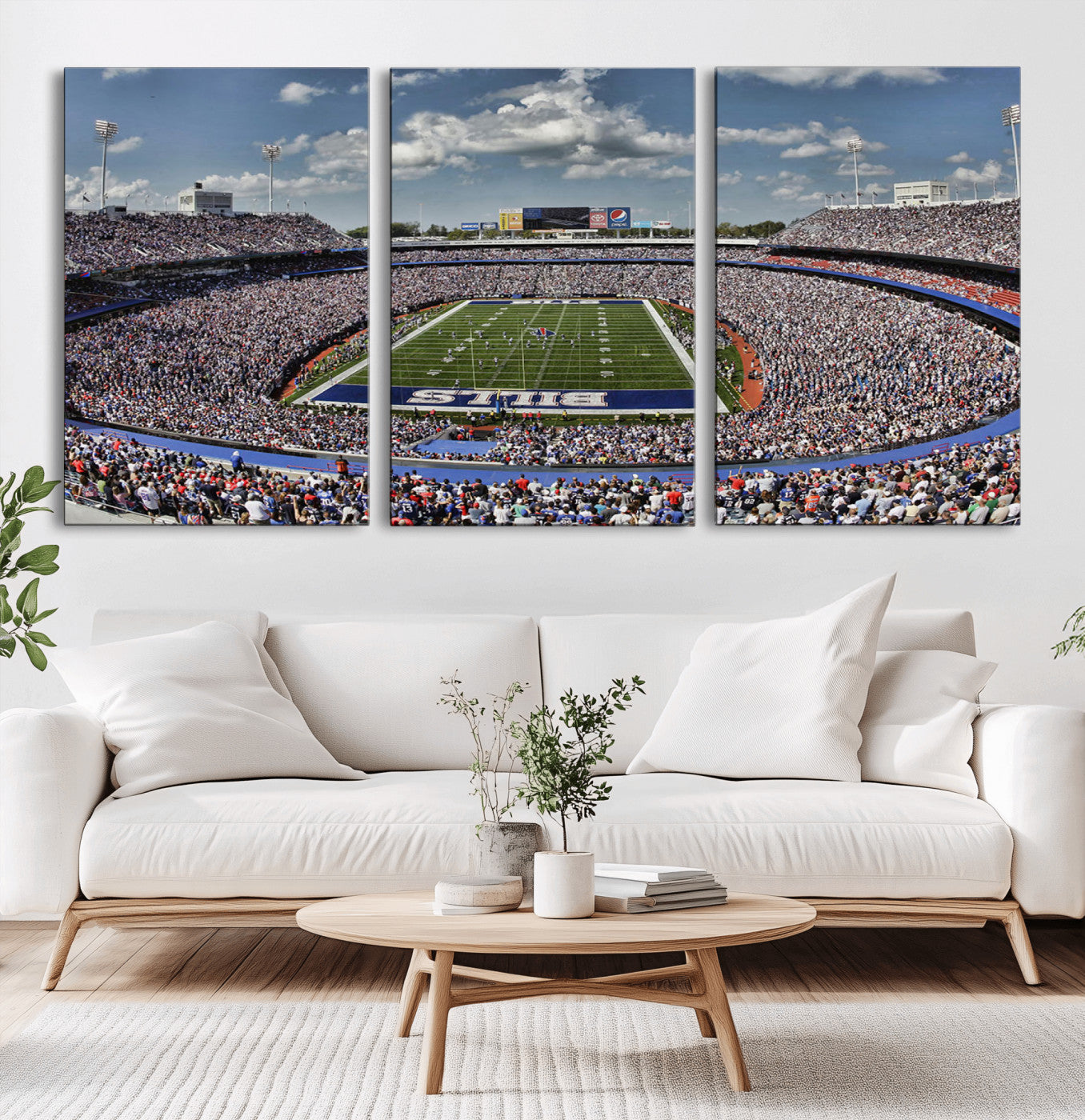 MGV-CV-60X30-3P - Buffalo Bills Highmark Stadium Wall Art Canvas Print - Bills Stadium Game Day Triple Canvas Wall Art - Buffalo Bills NFL Match