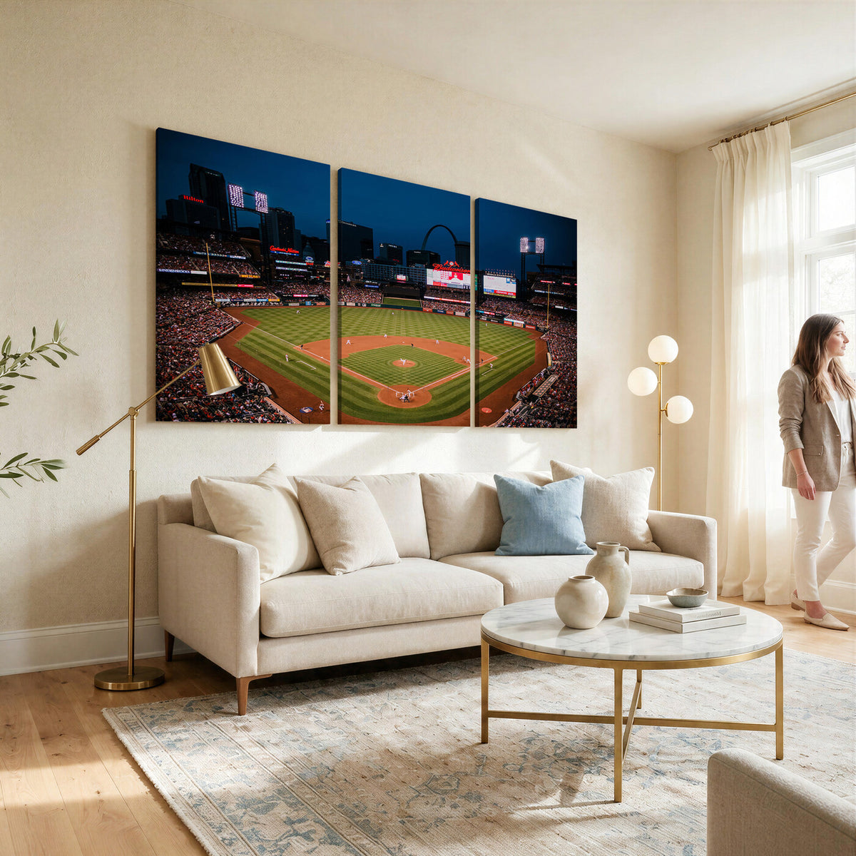 38612-MGV-CV-36X24 - St. Louis Cardinals Baseball Team Print - Busch Stadium Wall Art
