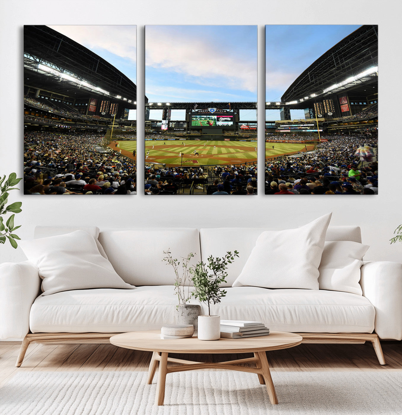 MGV-CV-60X30-3P - Arizona Diamondbacks Baseball Team Print - Phoenix Chase Field Stadium Wall Art Canvas Print