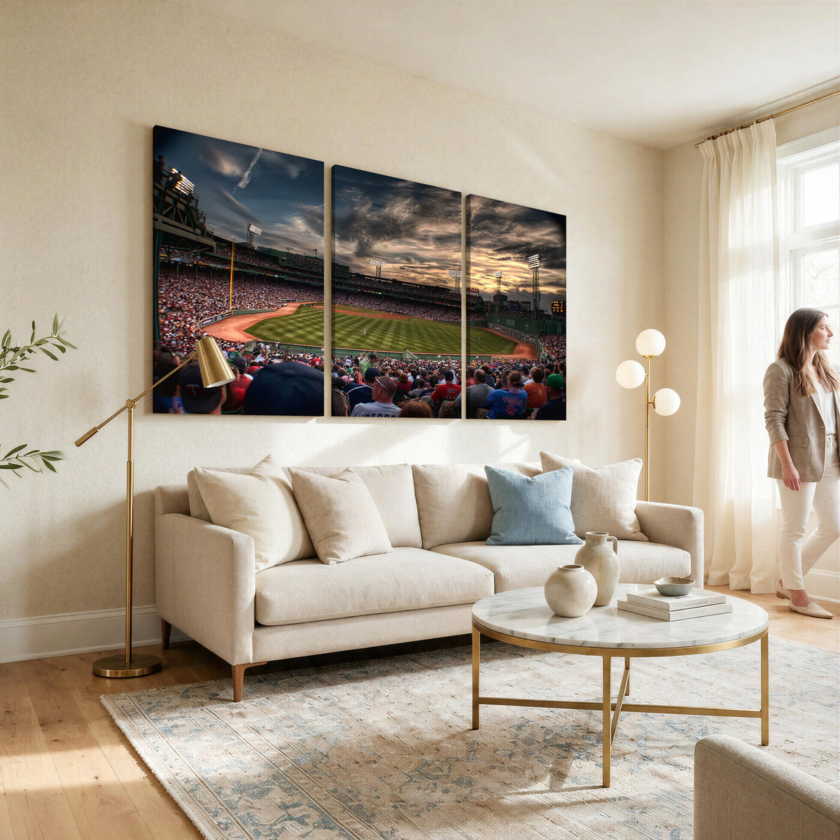 53432-MGV-CV-36X24 - Boston Red Sox Baseball Team Print, Massachusetts Fenway Park Stadium Wall Art Canvas Print