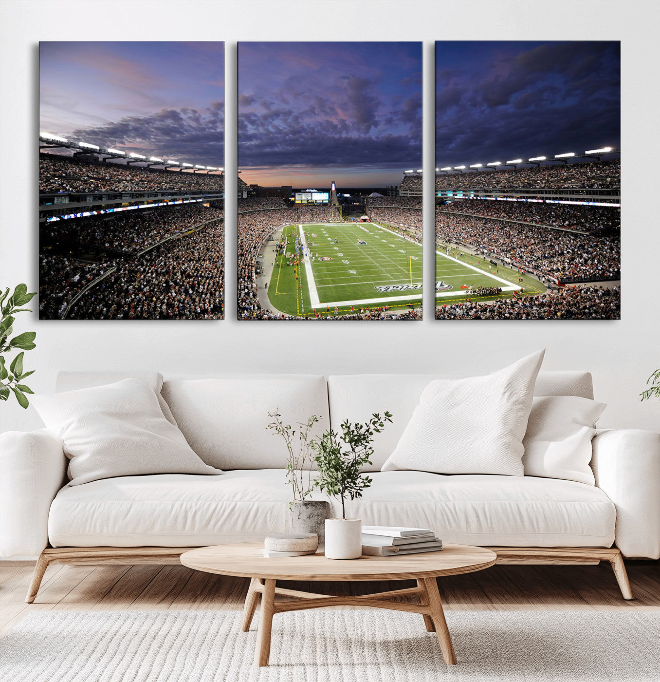 MGV-CV-60X30-3P - New England Patriots Football Team Print - Foxborough Gillette Stadium Wall Art Canvas Print