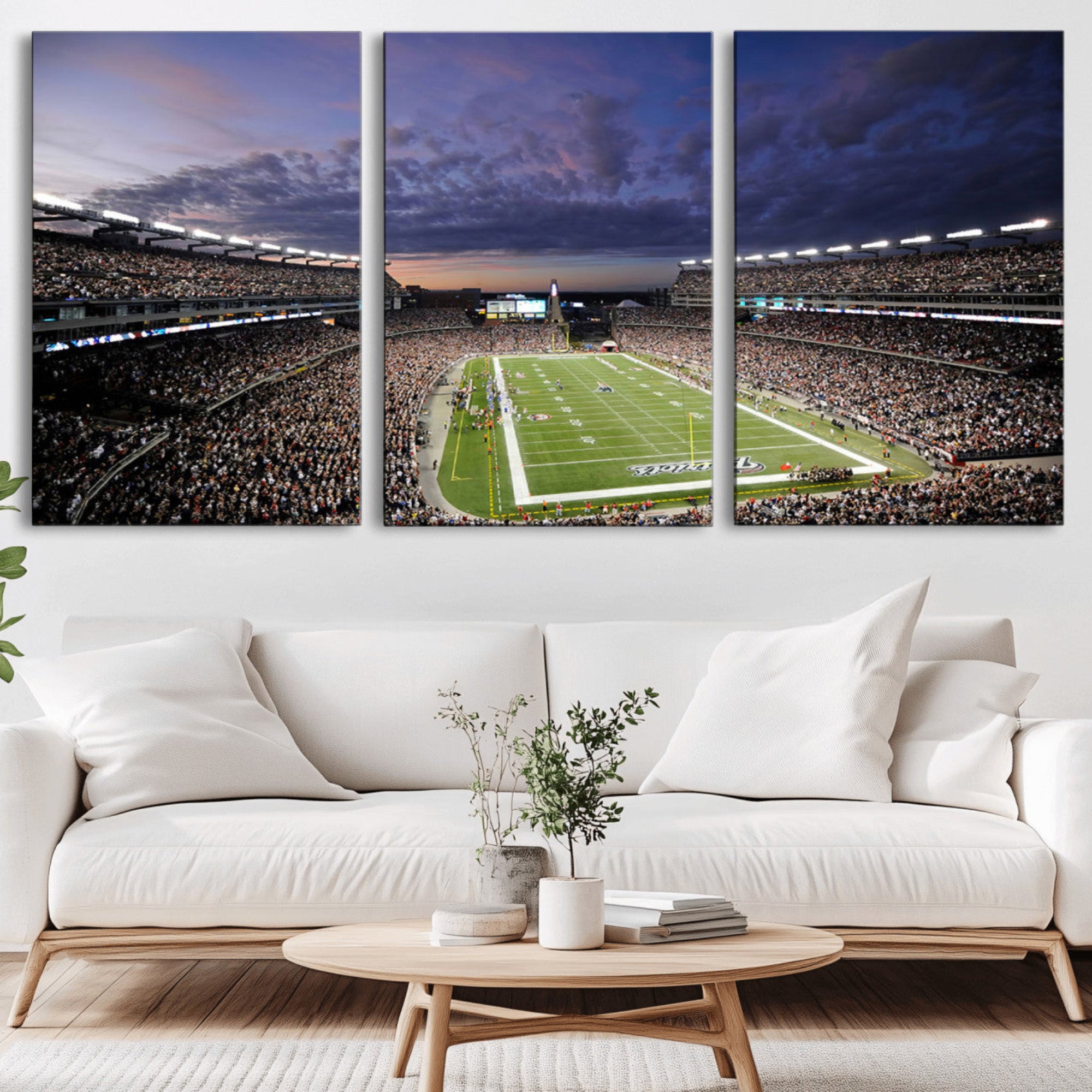 52712-MGV-CV-36X24-New England Patriots Football Team Print - Foxborough Gillette Stadium Wall Art Canvas Print