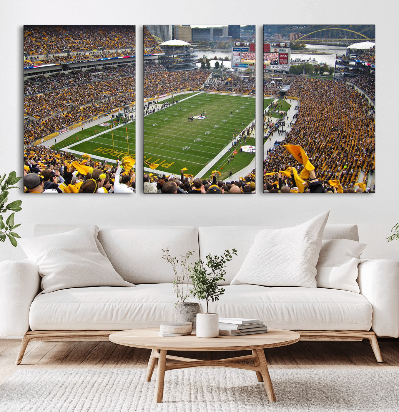 MGV-CV-60X30-3P - Pittsburgh Steelers Football Team Print - Pittsburgh Heinz Field Stadium Wall Art Canvas Print