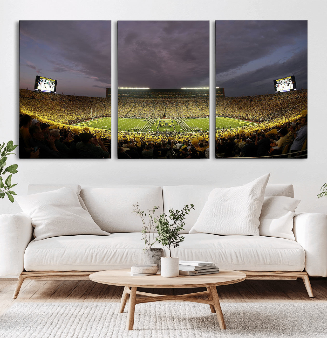 MGV-CV-60X30-3P - Michigan Wolverines Football Team Print - Michigan Stadium Wall Art Canvas Print