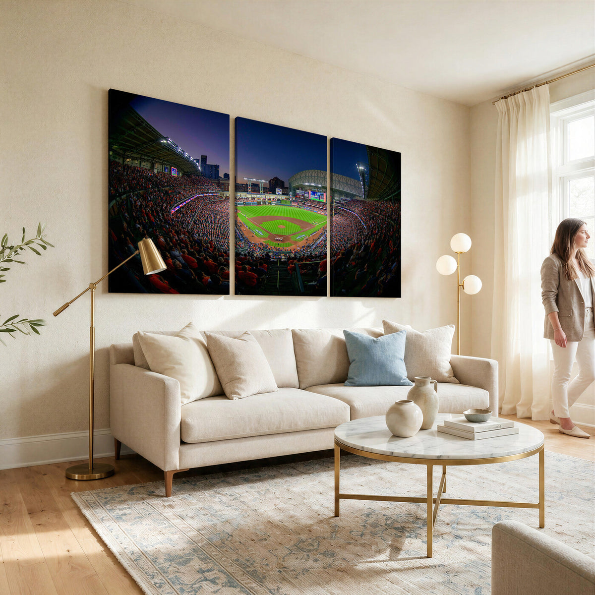 44322-MGV-CV-36X24 - Houston Astros Baseball Print Canvas, Houston Minute Maid Park Stadium Wall Art