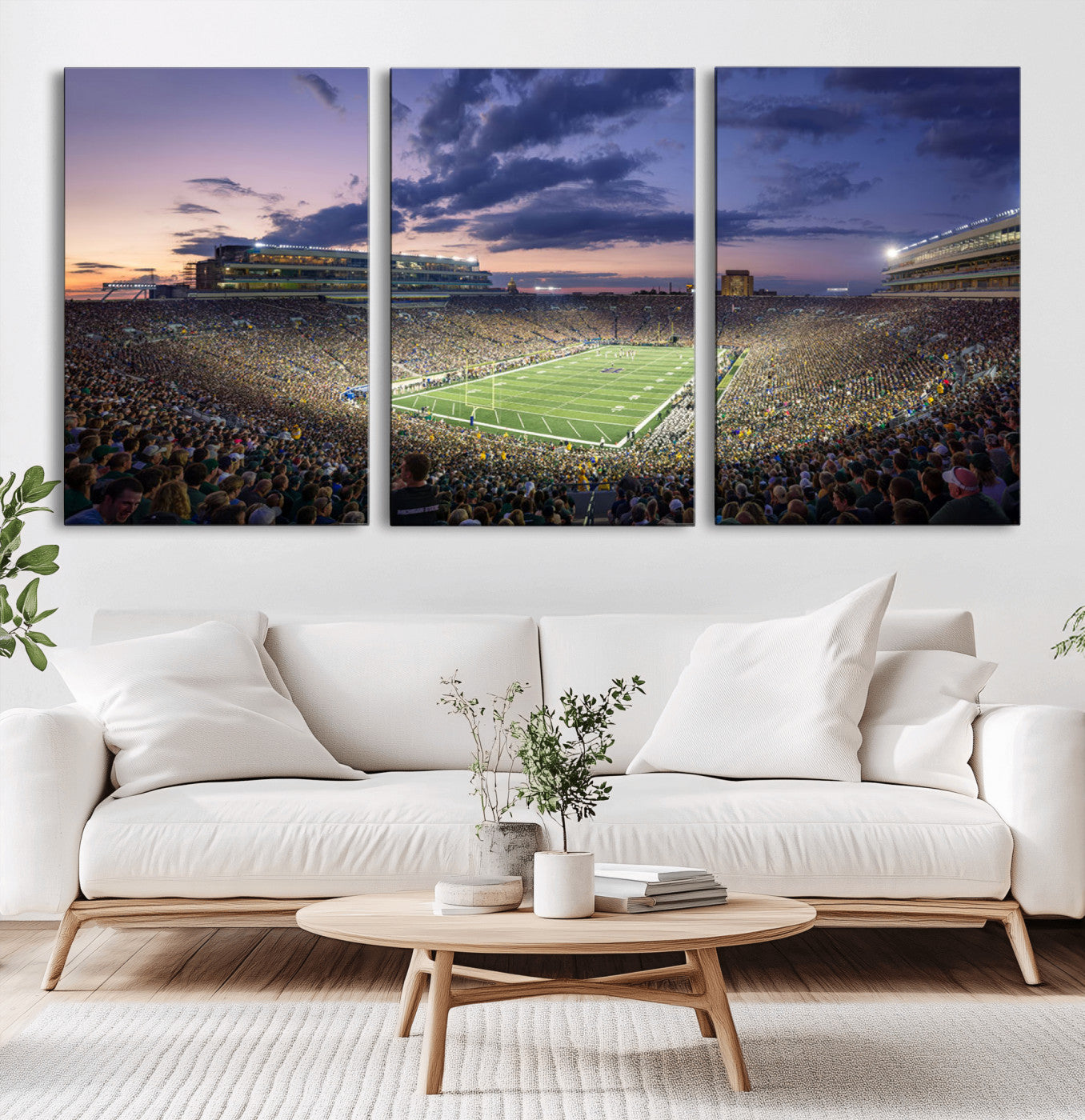 MGV-CV-60X30-3P - Notre Dame Fighting Irish Football Team Print - Notre Dame Stadium Wall Art Canvas Print