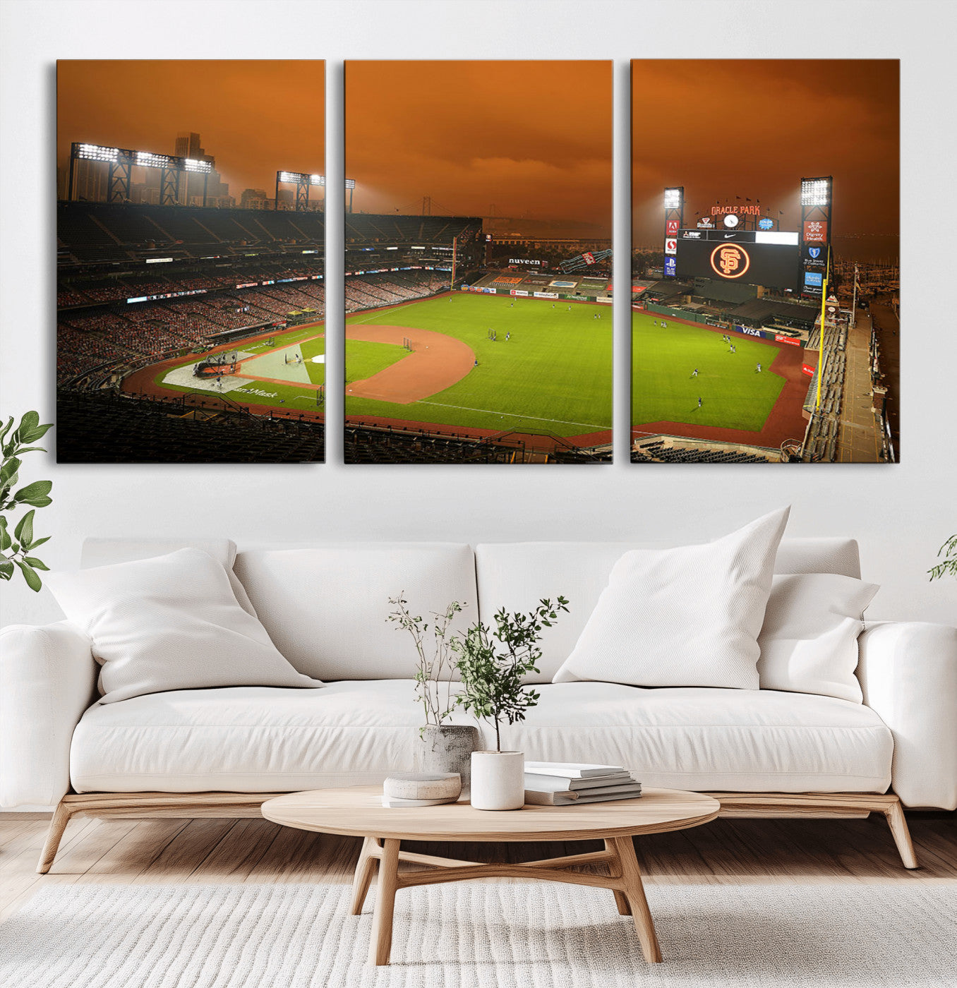 MGV-CV-60X30-3P - San Francisco Giants Baseball Team Print - Oracle Park Stadium Wall Art Canvas Print