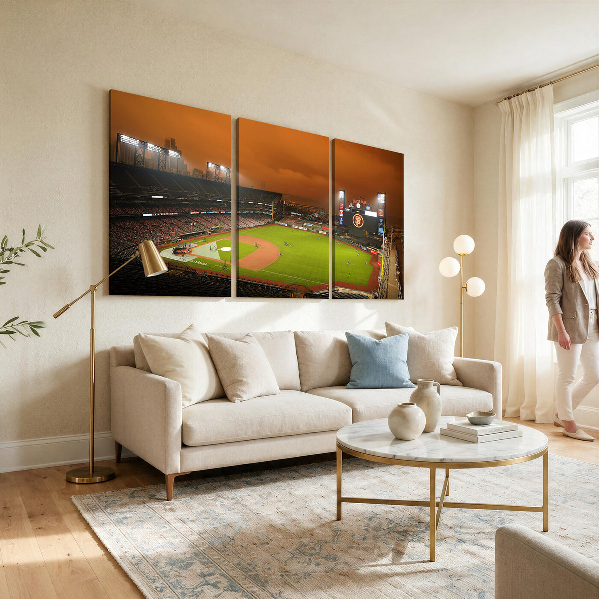 31315-MGV-CV-36X24 - San Francisco Giants Baseball Team Print, Oracle Park Stadium Wall Art Canvas Print