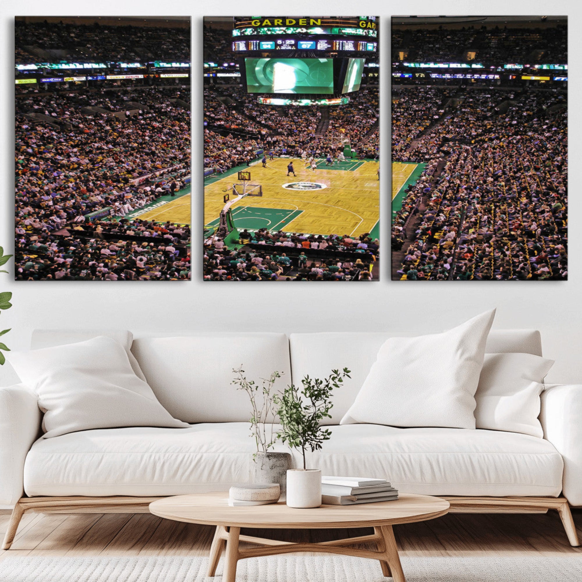 21705-MGV-CV-36X24-TD Garden Basketball Canvas Wall Art - Boston Celtics Live Action - Framed - Ready to Hang