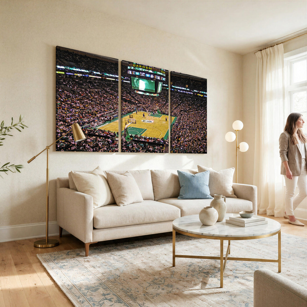 21705-MGV-CV-36X24 - TD Garden Basketball Canvas Wall Art | Boston Celtics Live Action