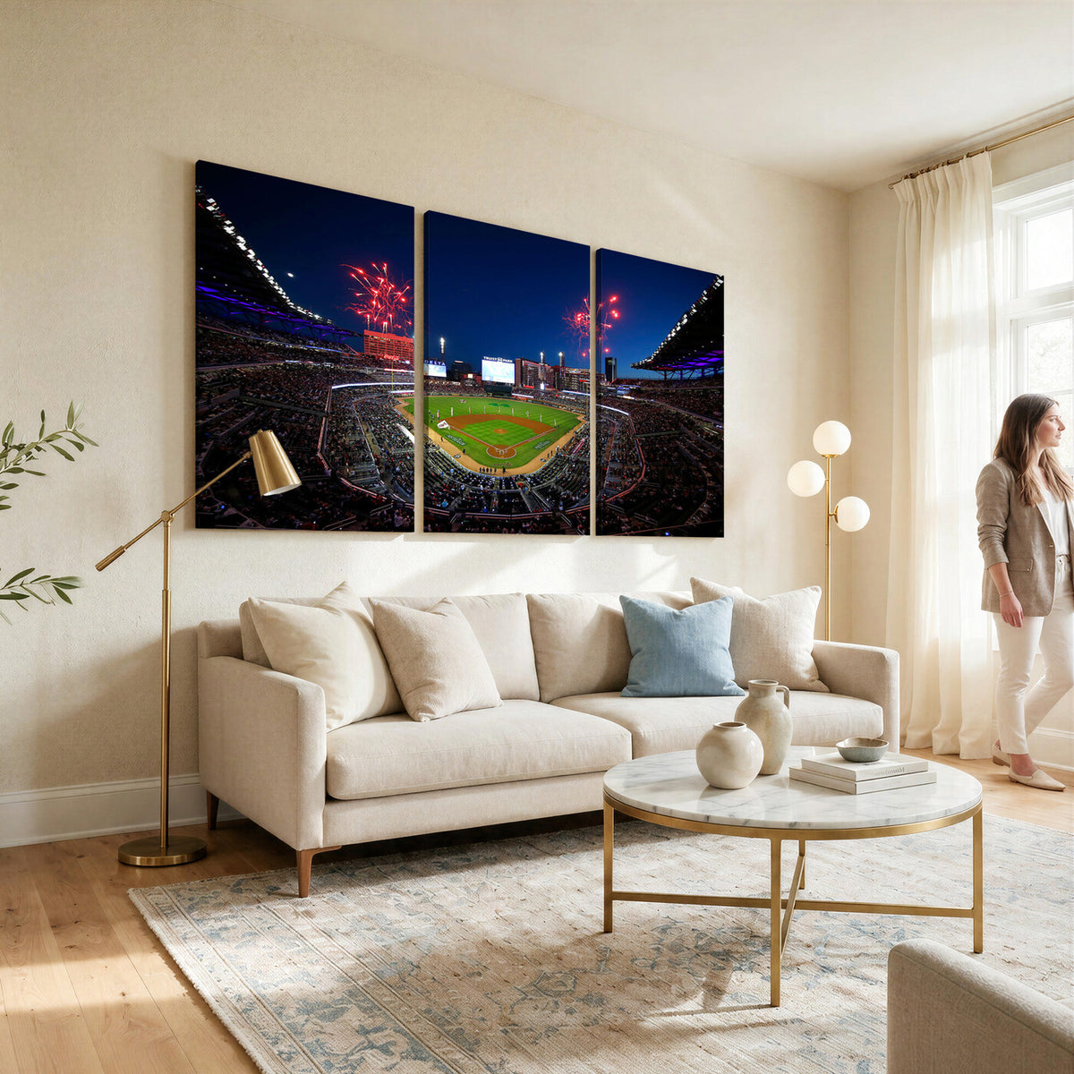 50582-MGV-CV-36X24 - Truist Park Atlanta Braves Baseball Stadium Wall Art Print | Large 3-Panel Canvas Print for Sports