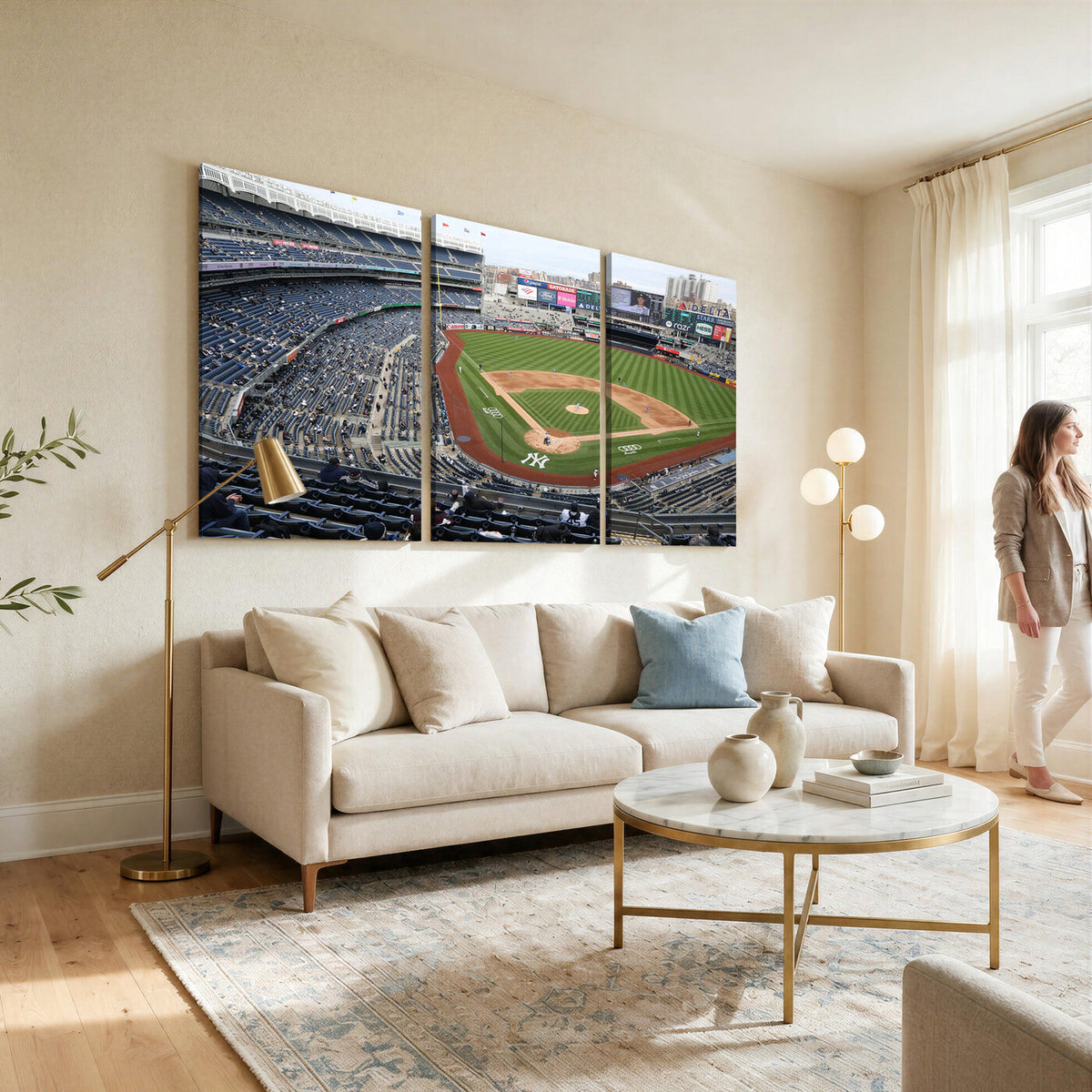 45784-MGV-CV-36X24 - New York Yankees Baseball Team Print, Yankee Stadium Wall Art Canvas Print