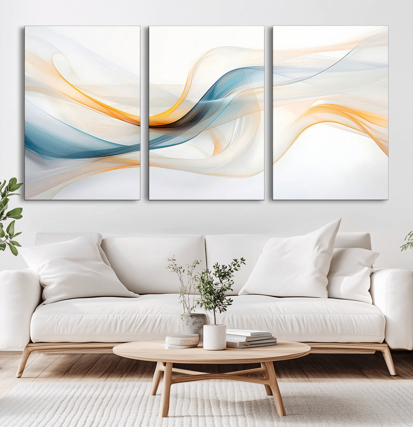 MGV-CV-60X30-3P - Decorative Turquoise Abstract Wave Wall Art Canvas Print