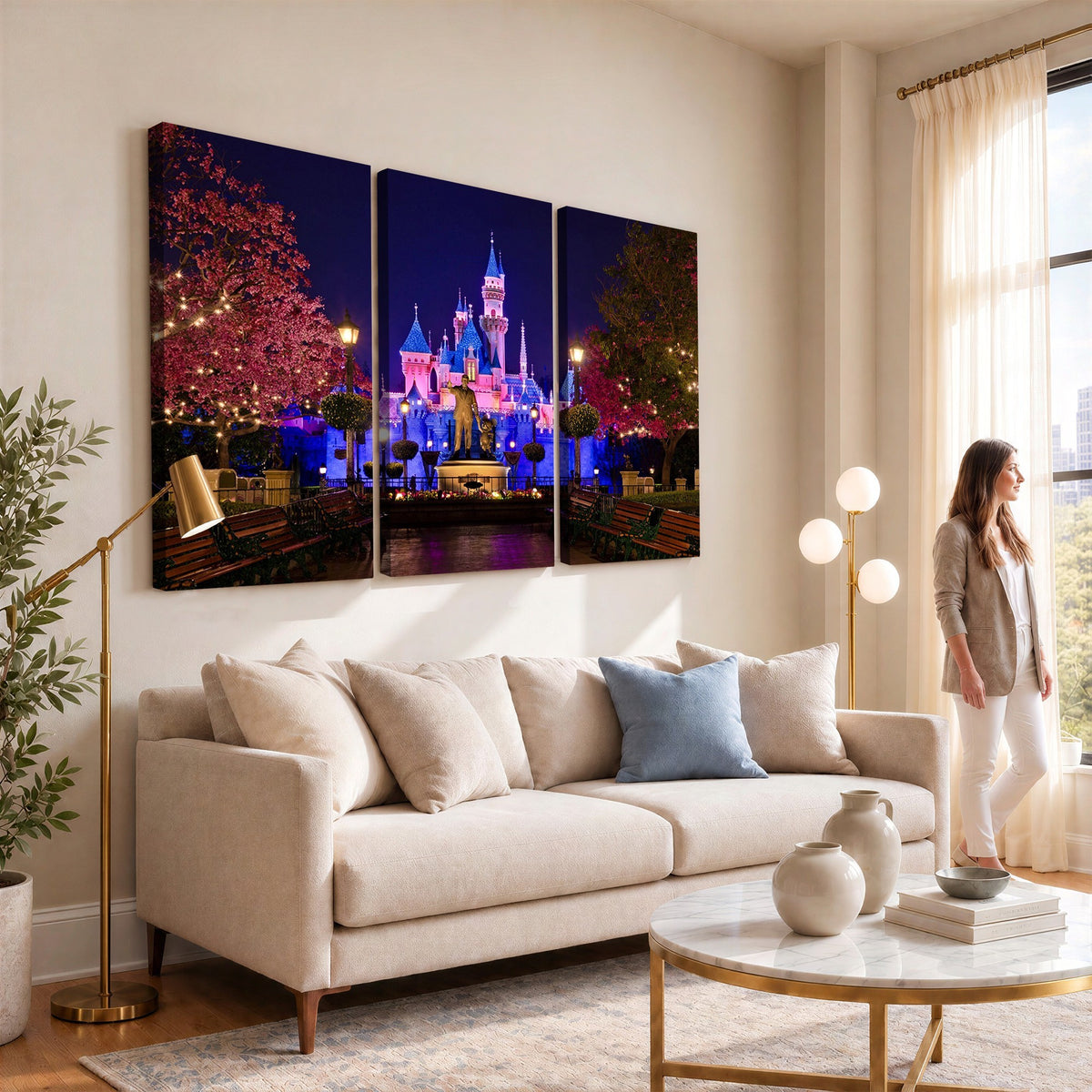 79435-MGV-CV-24X16 - Castle Large Wall Art, Disney Magic Kingdom Kids Room Decor and Christmas Gift