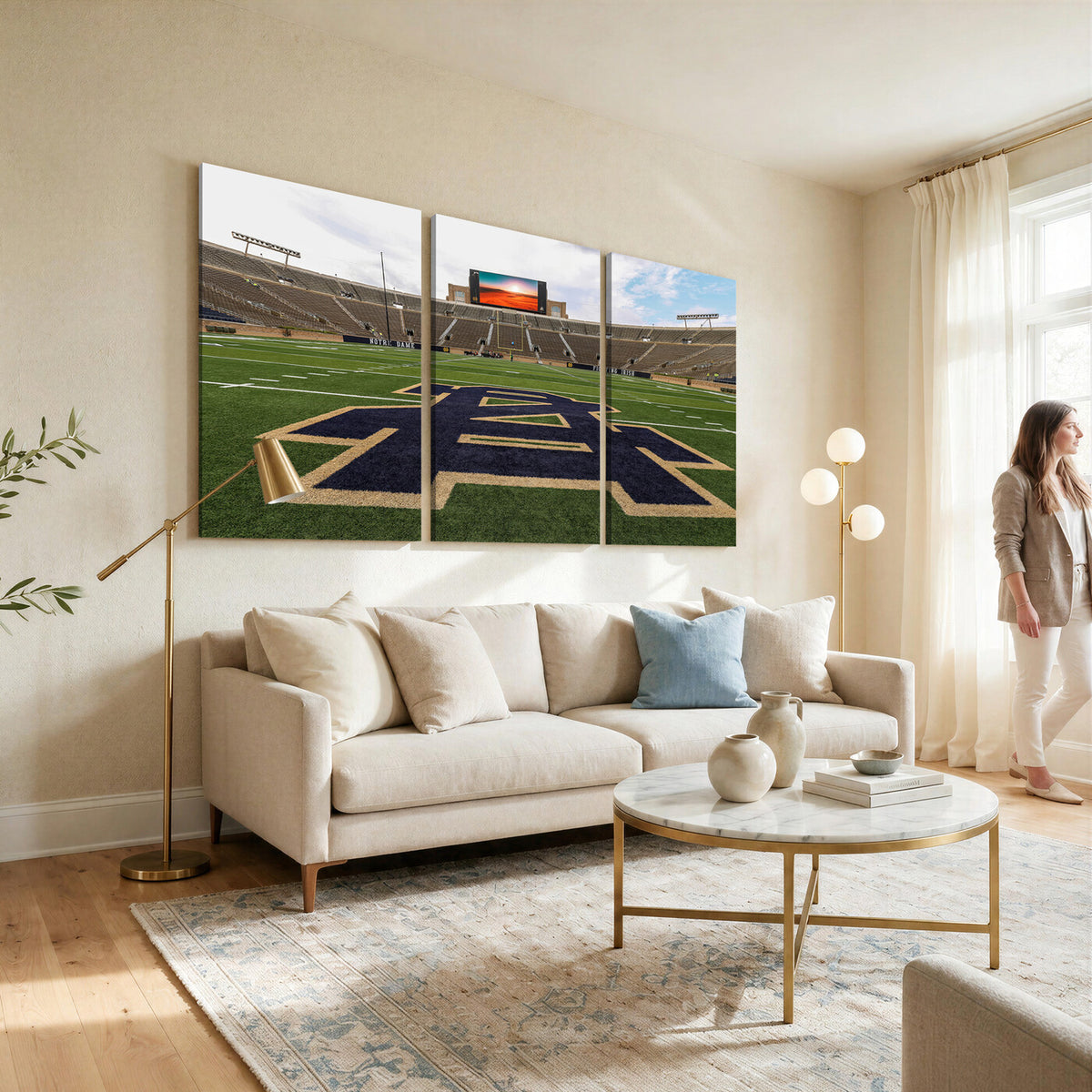 52835-MGV-CV-36X24 - Notre Dame Stadium Giclee Canvas Print | Triptych Wall Art Featuring Iconic Notre Dame Football