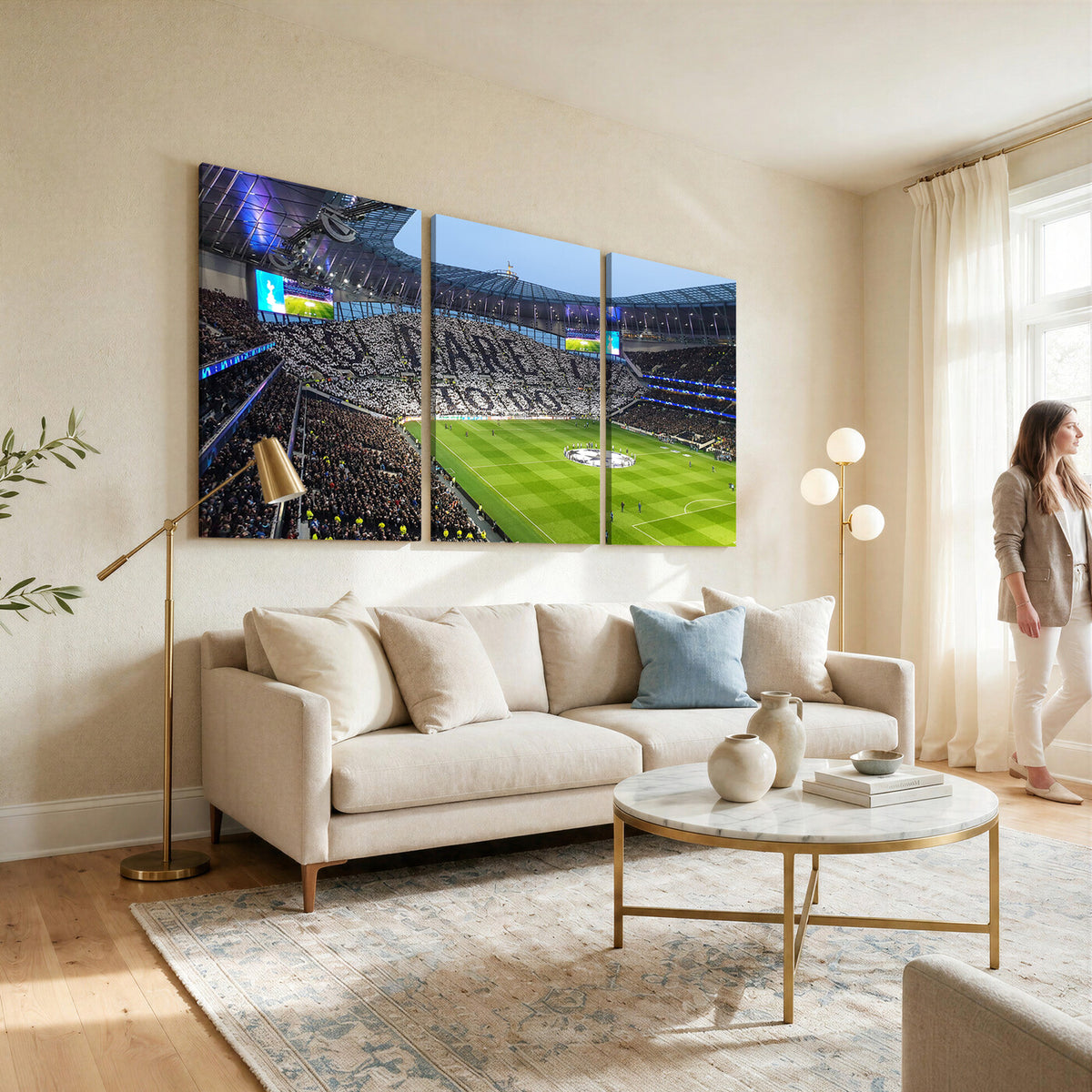 38765-MGV-CV-36X24 - Tottenham Hotspur Stadium Canvas Print, Match Day Triple Canvas Wall Art