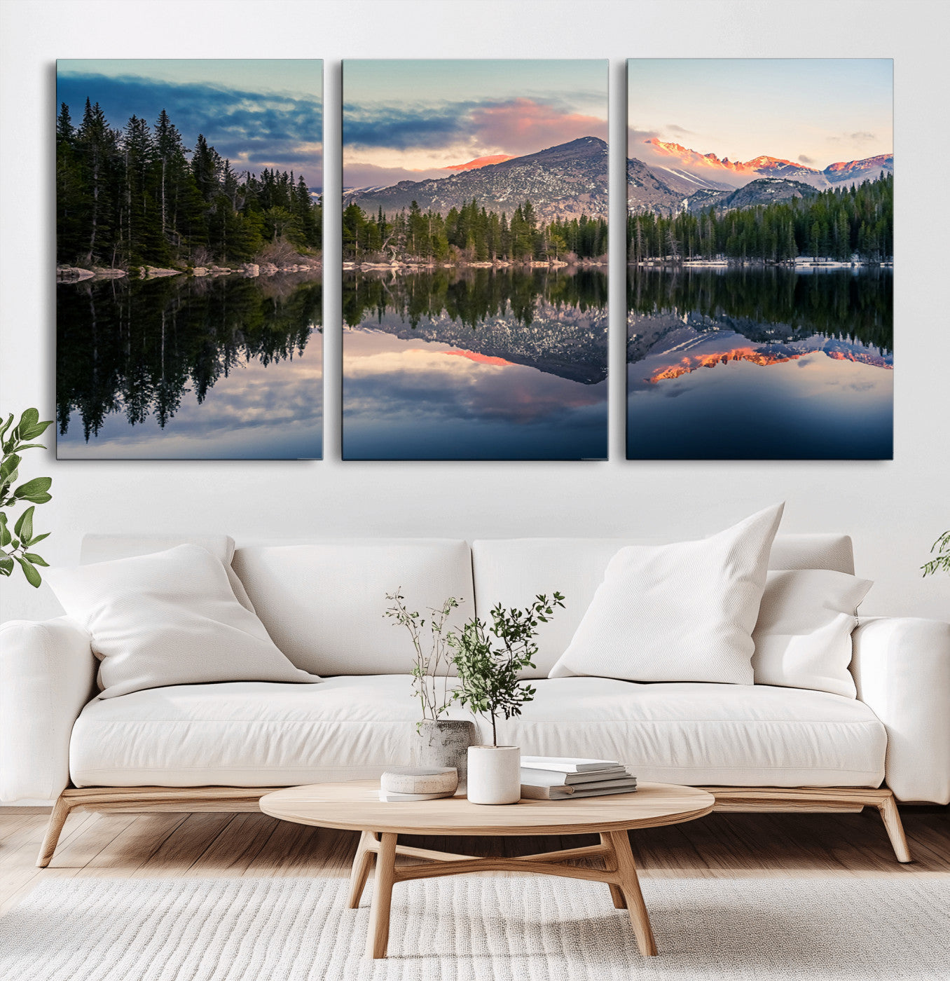 MGV-CV-60X30-3P - Bear Lake Reflection at Rocky Mountain National Park Wall Art Canvas Print, Scenic Mountain