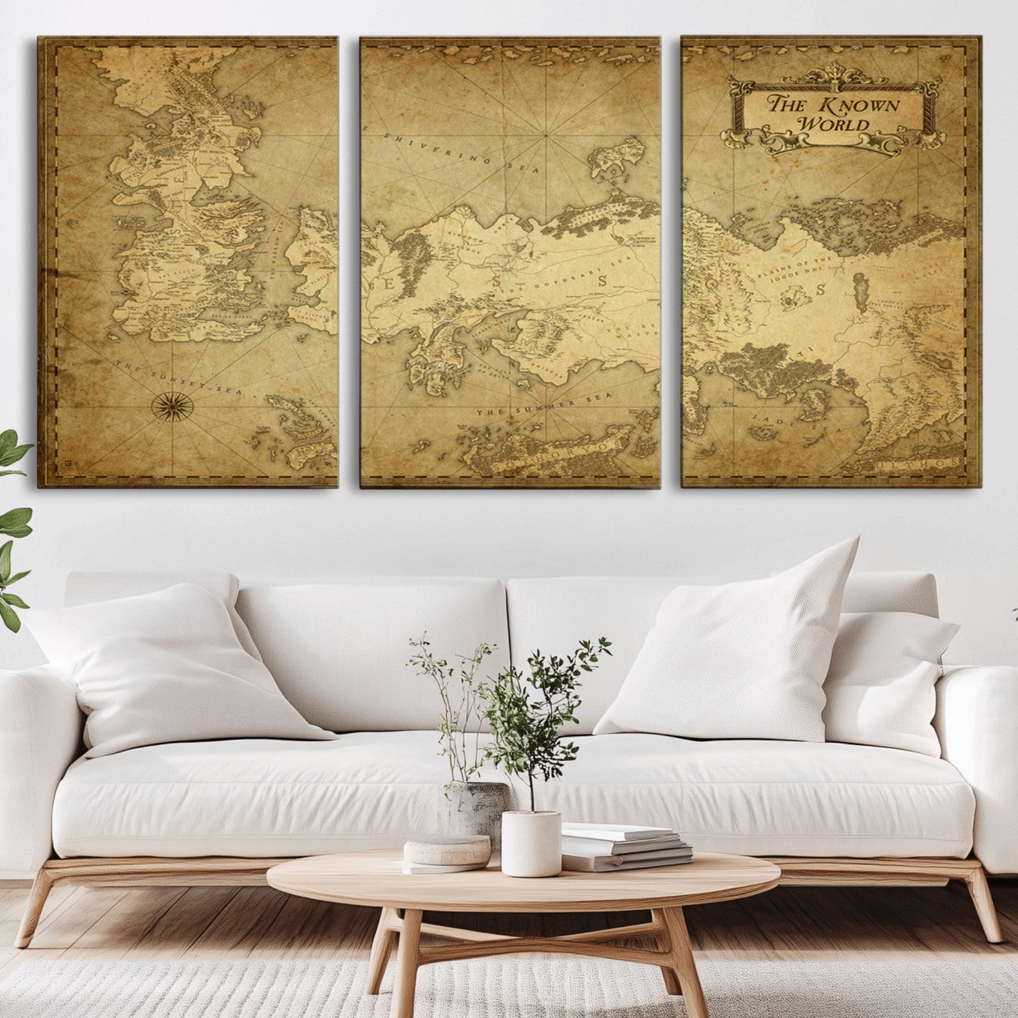 84658-MGV-CV-36X24-Personalized Vintage Fantasy World Map Canvas Wall Art – Antique Map Print, Decor for Home or Office