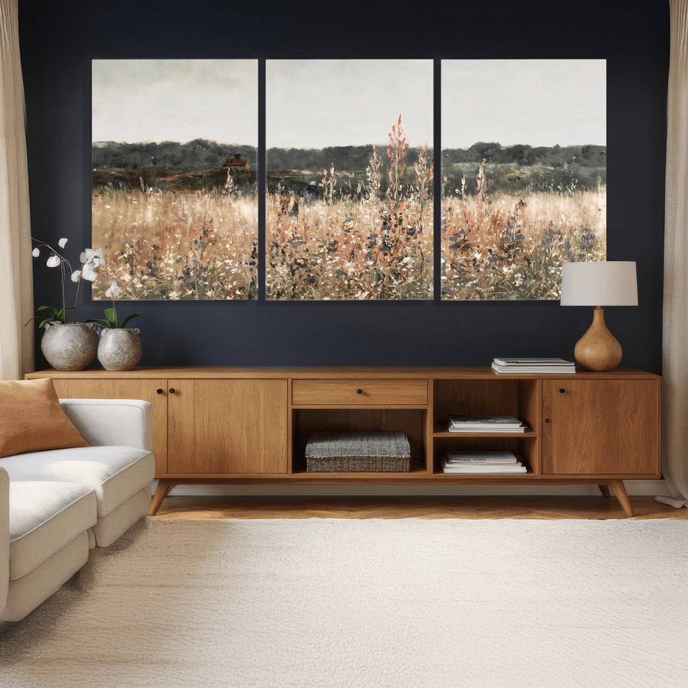 16595-MGV-CV-36X24 - Rustic Field Landscape Wall Art Print, Abstract Field Canvas Wall Art for Barn Decoration