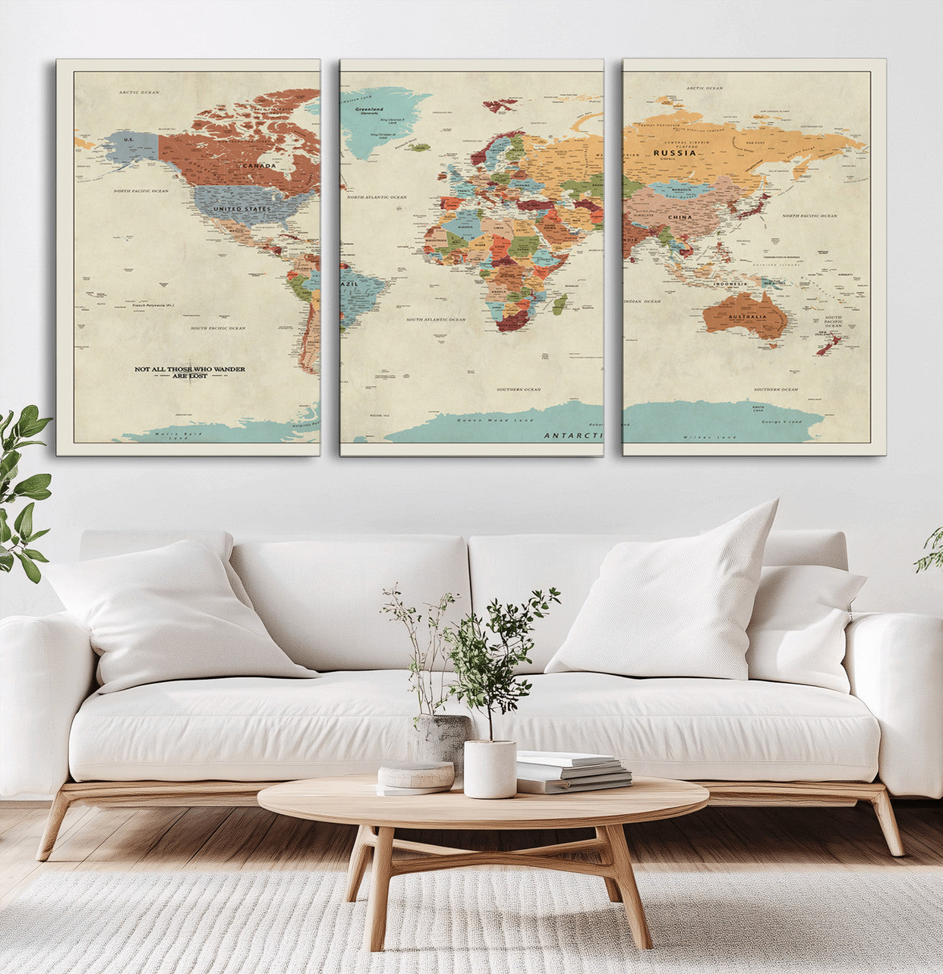 MGV-CV-60X30-3P - Push Pin World Map Canvas Print – Framed Wall Art for Couples to Track Their Travels – Anniversary
