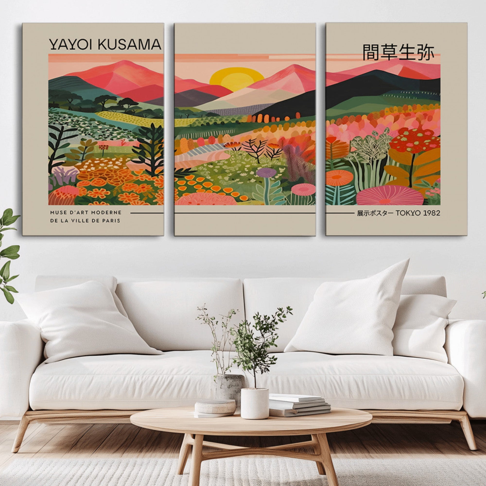 23753-MGV-CV-36X24-Yayoi Kusama 1986 Wall Art Print - Wabi Sabi Japanese Wall Art Print - Vibrant Abstract Landscape