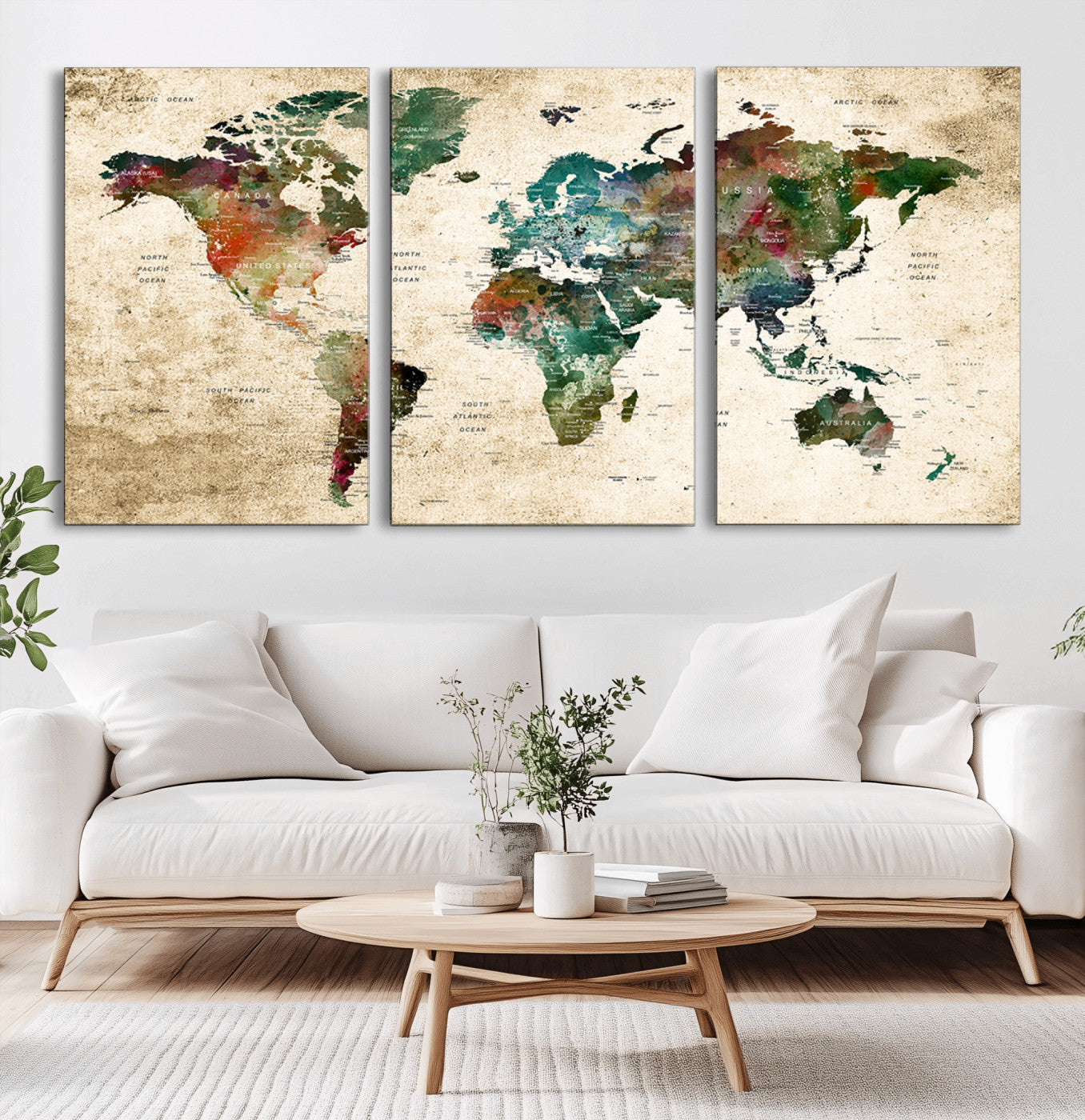 45128-MGV-CV-36X24-Push Pin World Map Canvas Print – Framed Wall Art for Couples to Track Their Travels – Anniversary Gift or Home Adventure Decor