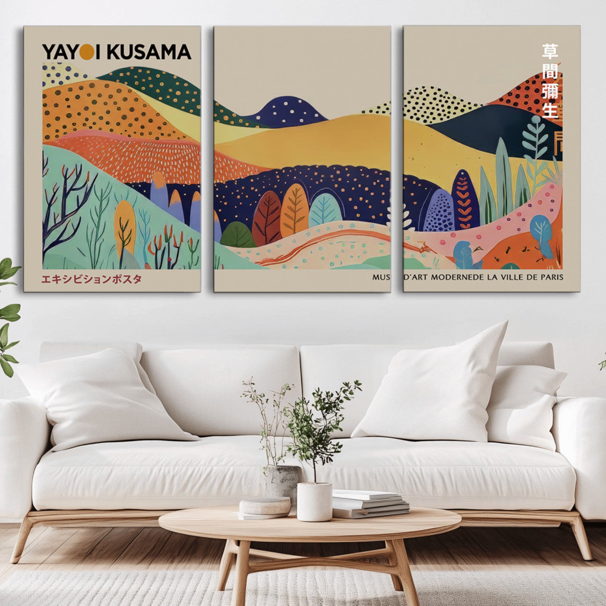 32653-MGV-CV-36X24-Framed Yayoi Kusama 1986 Wall Art Print – Japanese Wall Art Print, Wabi Sabi Yayoi Kusama Print -