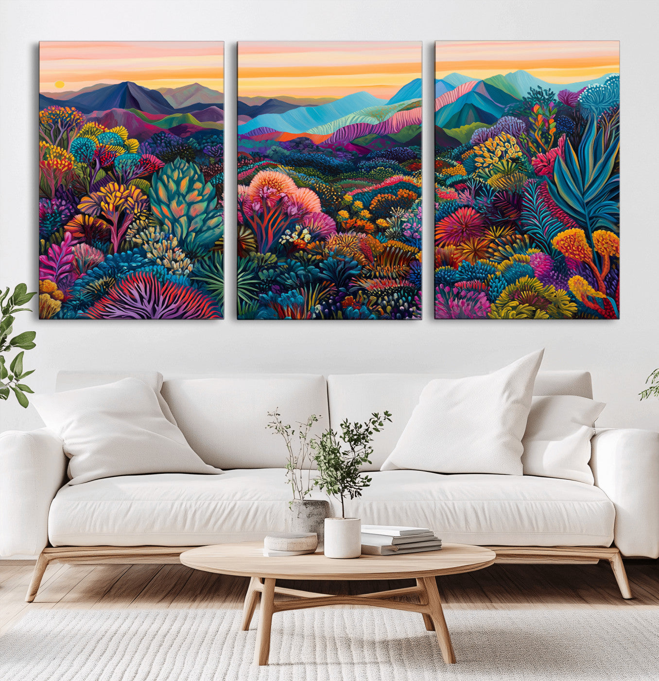 MGV-CV-60X30-3P - Colorful Abstract Landscape Wall Art Print Canvas - Vibrant Modern Decor for Living Room, Office, or