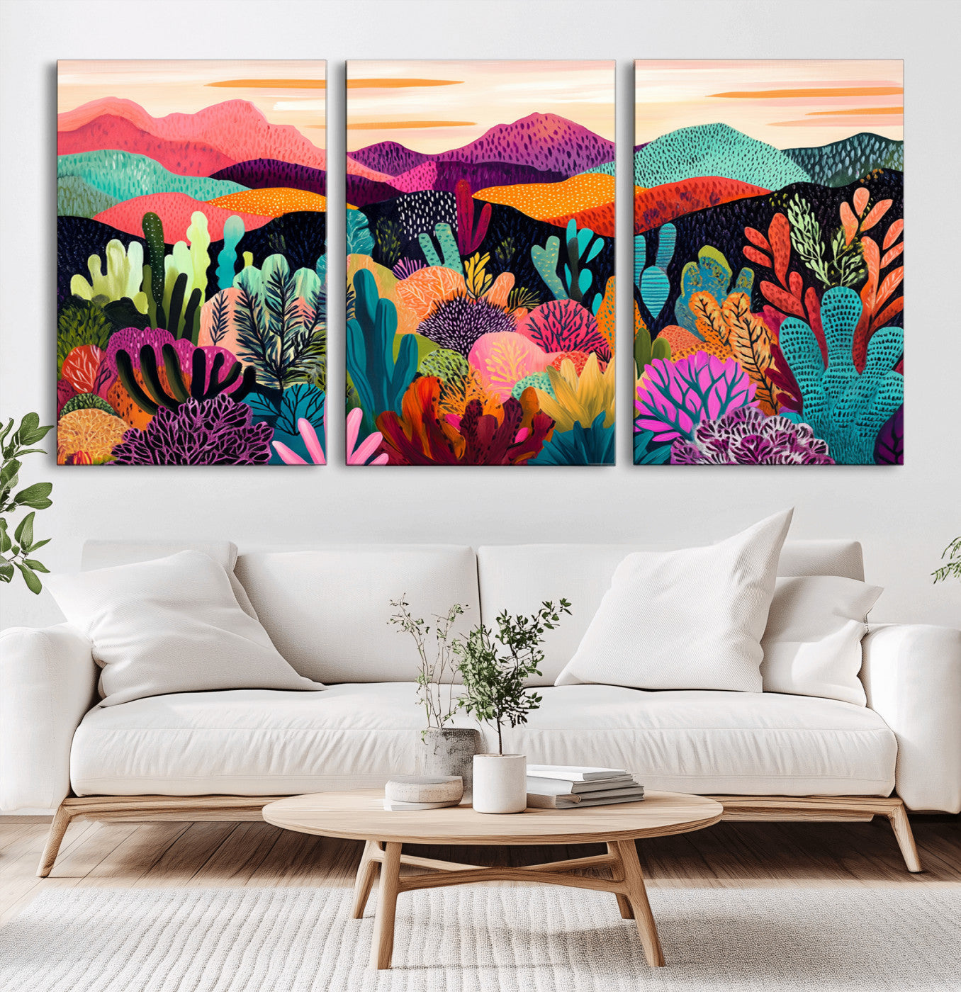MGV-CV-60X30-3P - Abstract Kusama Print - Landscape Canvas Wall Art Print - Vibrant Modern Decor for Living Room,