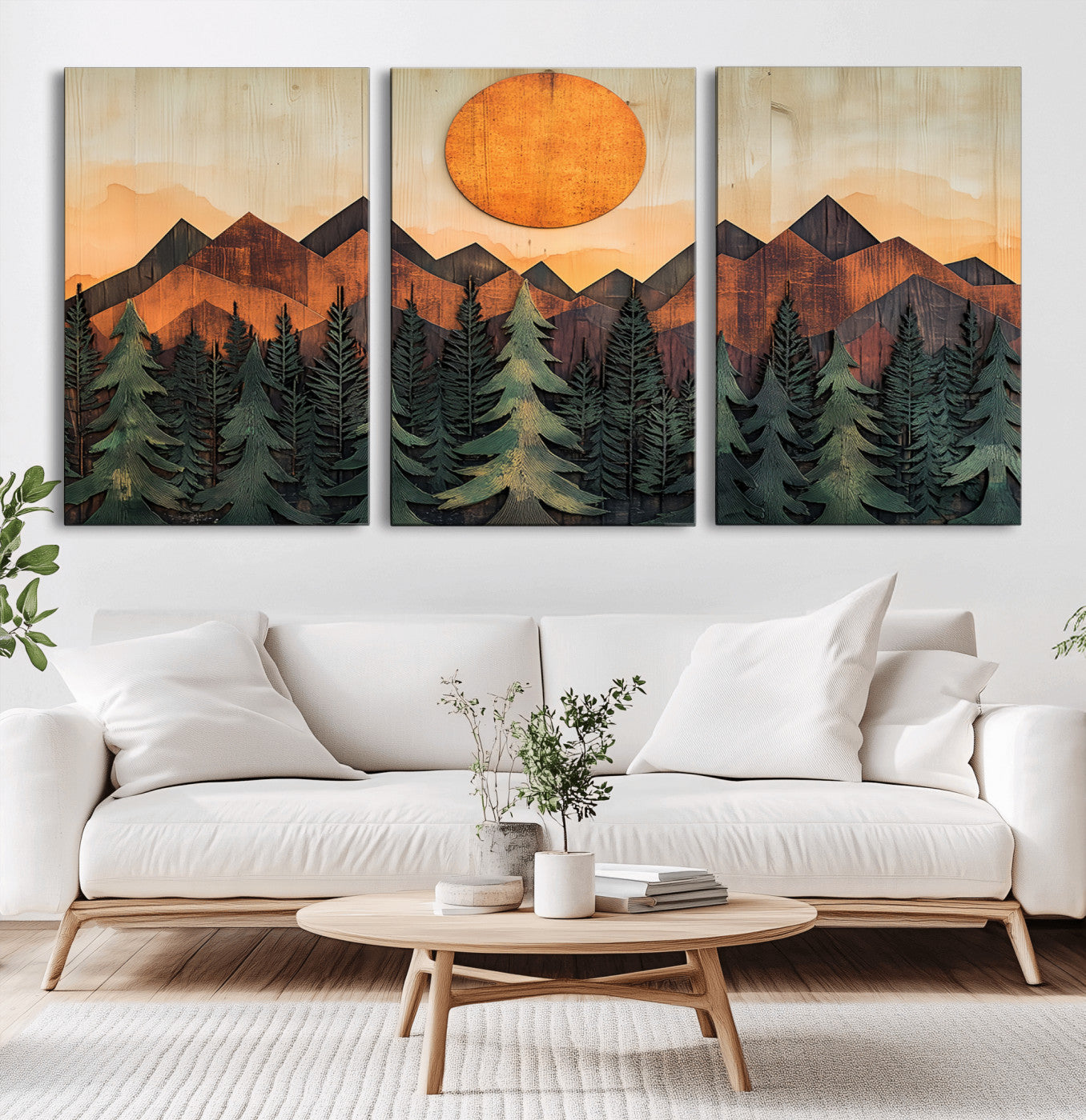 MGV-CV-60X30-3P - Sunset Mountain Landscape Canvas Wall Art Print - Nature Decor for Living Room, Office