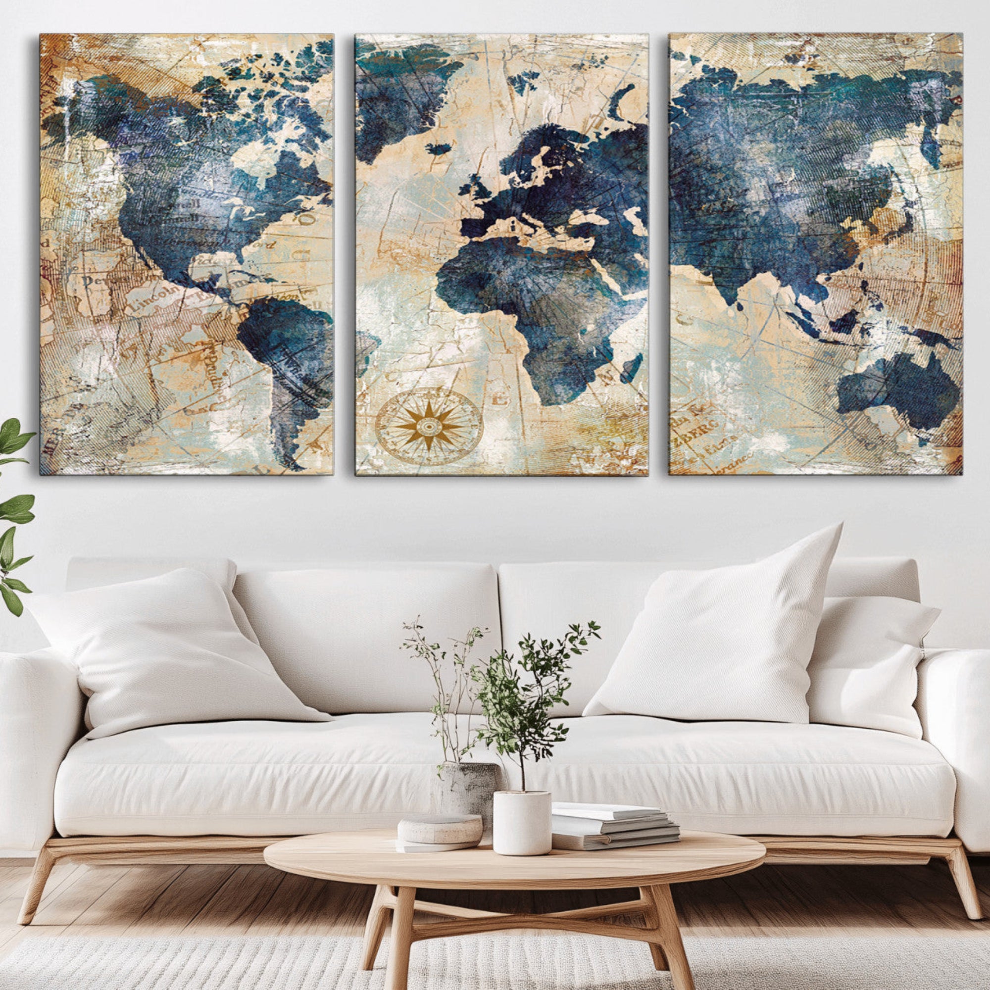 84561-MGV-CV-36X24-Push Pin World Map Canvas Print – Framed Wall Art for Couples, Travel Tracker Map, Anniversary Gift for Home Decor