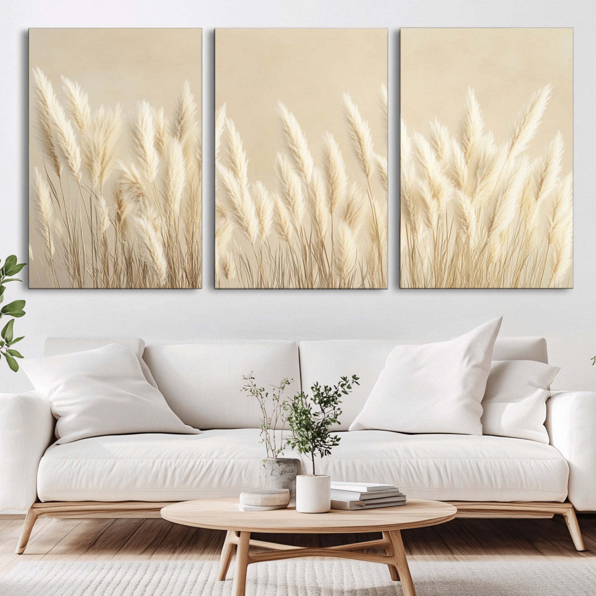 -Grass Wall Art Print - Elegant Neutral Decor for Living Room, Boho Minimalist Artwork, Ready to Hang