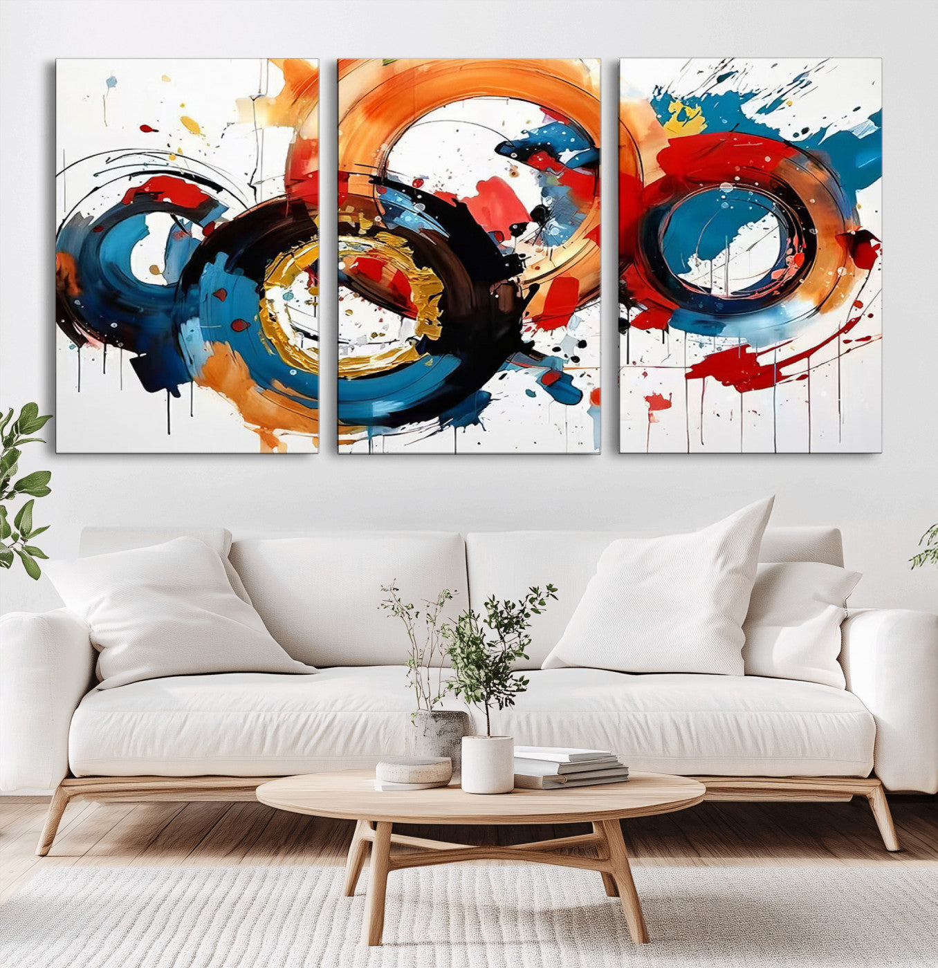 MGV-CV-60X30-3P - Abstract Wall Art, Rings Wall Art Canvas Print