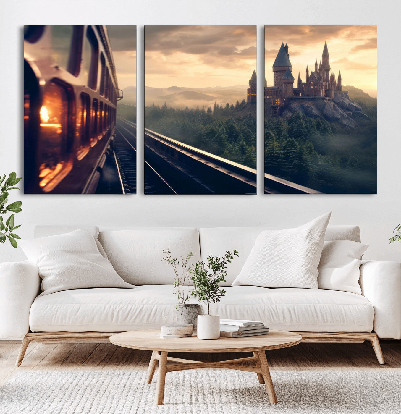MGV-CV-60X30-3P - Harry Castle Wall Art Canvas Print, Wizard School Wall Art Print, Movie Wall Art Print