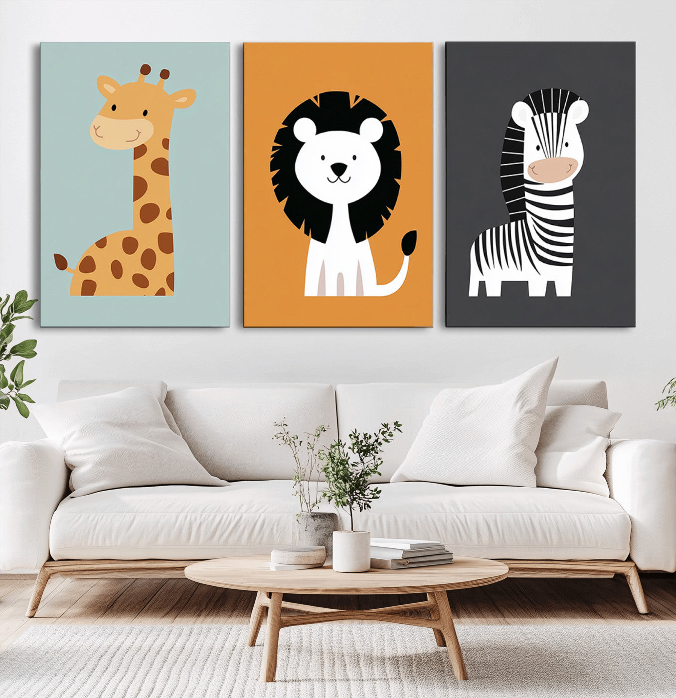 MGV-CV-60X30-3P - Boho Jungle Animal Nursery Wall Art Prints - Safari Decor in Earth Tones for Modern and Stylish