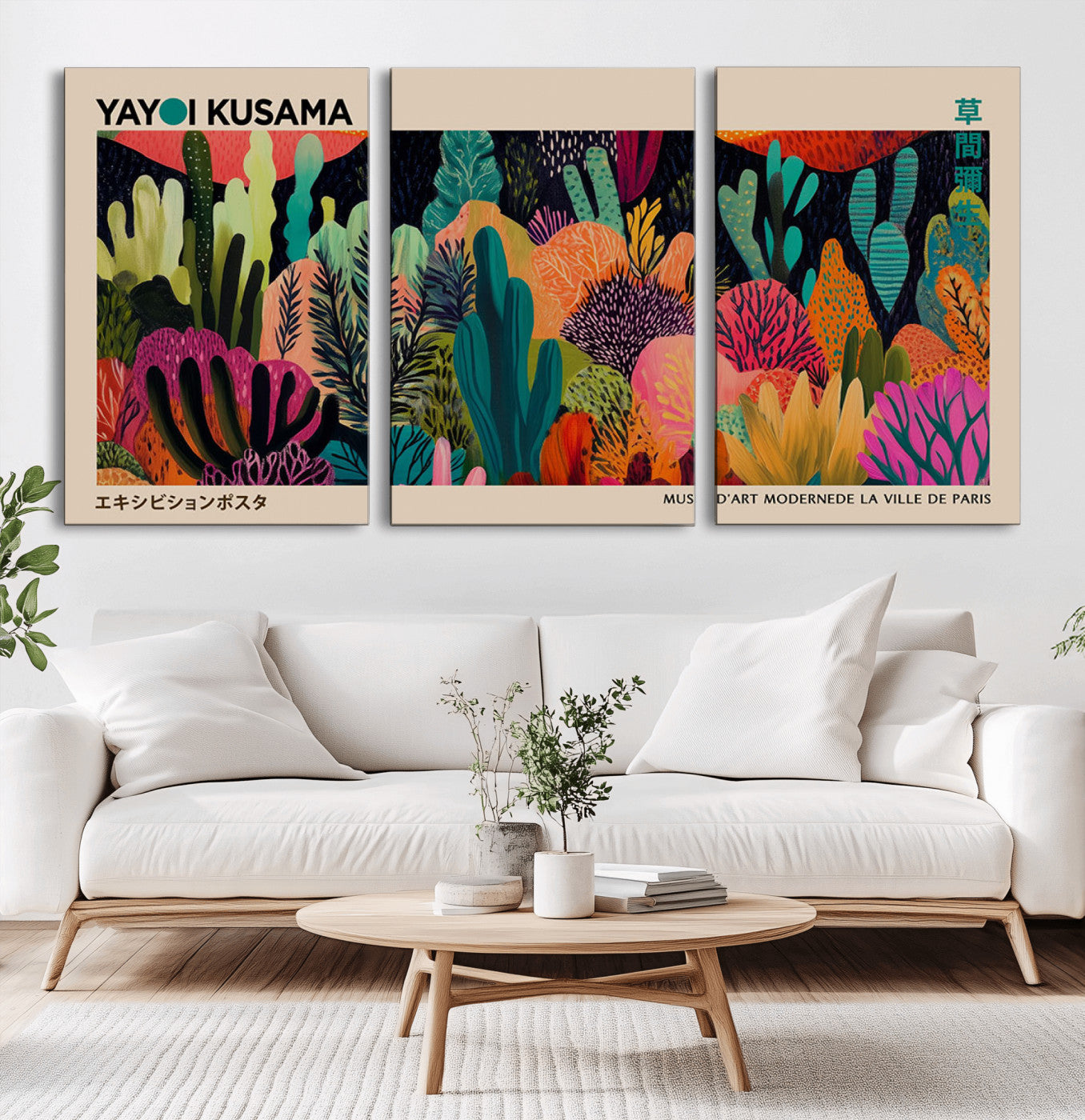 MGV-CV-60X30-3P - Yayoi Kusama Wall Art Canvas Print, Abstract Art, Large Yayoi Kusama Framed Canvas Print, Japanese