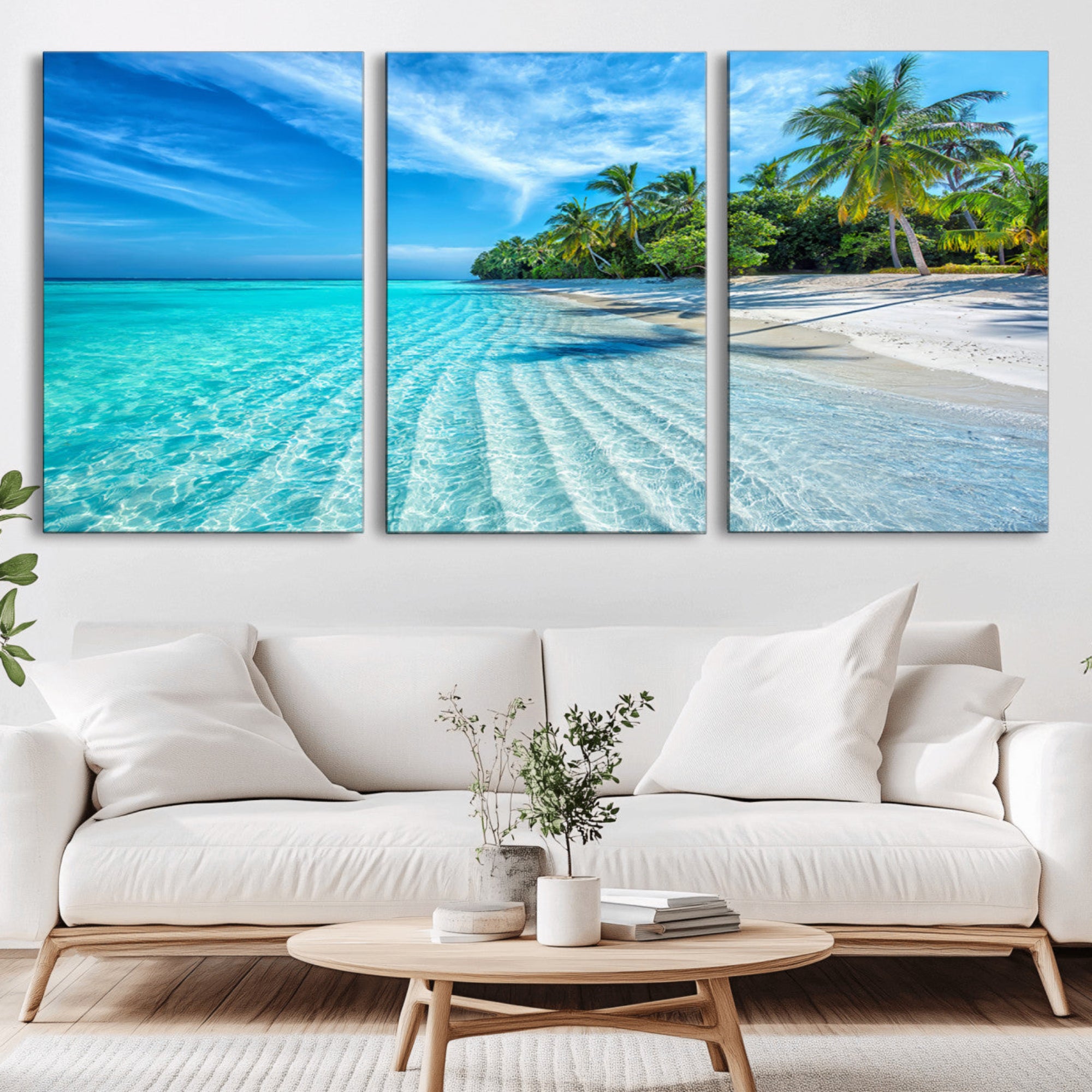 14788-MGV-CV-36X24-Tropical Beach Wall Art Canvas Print - Serene Ocean Landscape with Crystal Clear Turquoise Water and