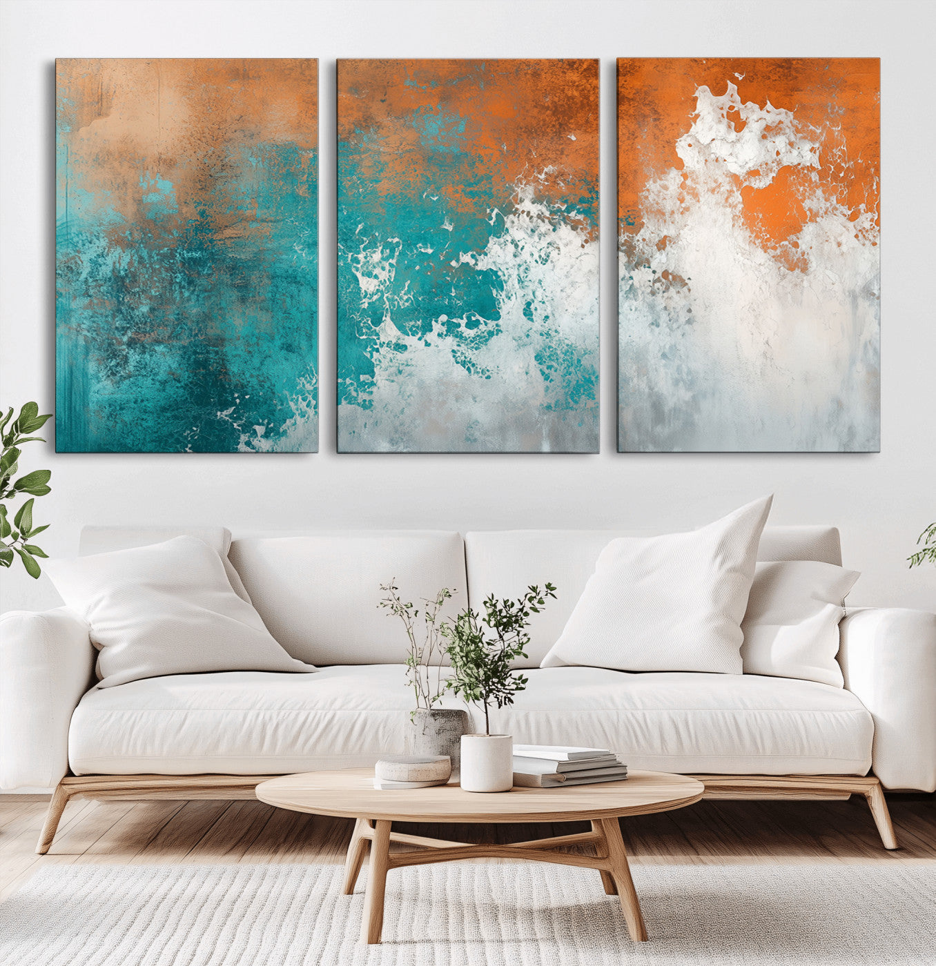 78127-MGV-CV-36X24-Vintage Abstract Print - Bold Teal and Orange Canvas Wall Art - Retro-Vintage Abstract Orange Canvas