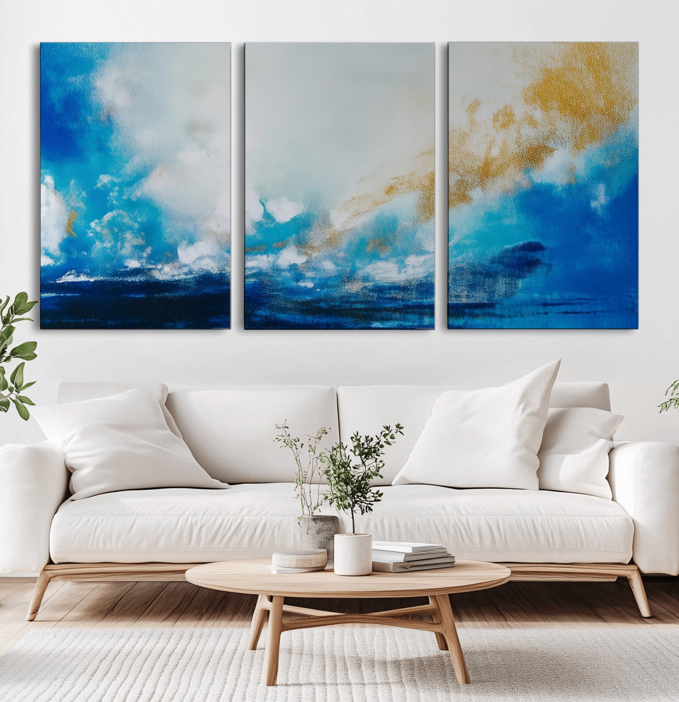 MGV-CV-60X30-3P - Blue Abstract Print - Dynamic Ocean-Inspired Canvas Wall Art