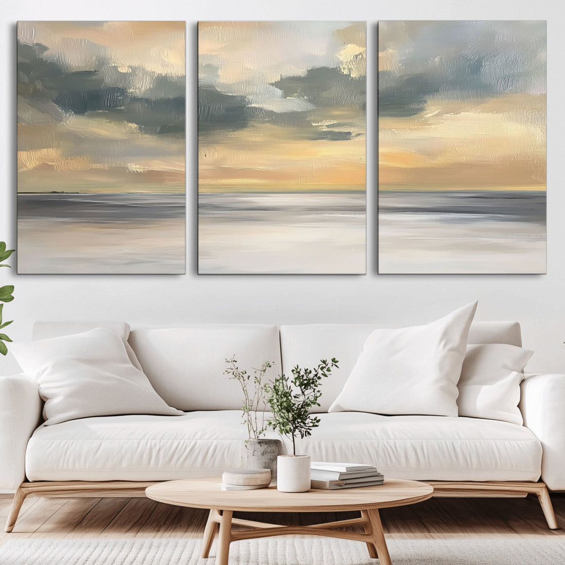 Modern Coastal Artwork with Vibrant Abstract Ocean Waves