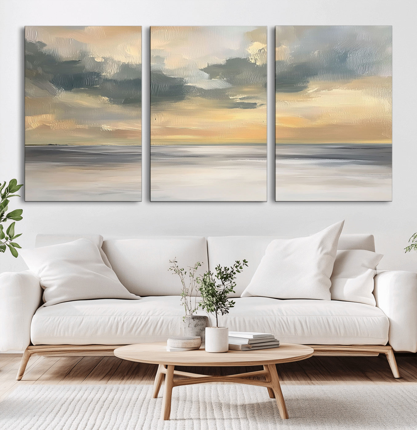 MGV-CV-60X30-3P - Modern Coastal Artwork with Vibrant Abstract Ocean Waves Wall Art Canvas Print for Contemporary
