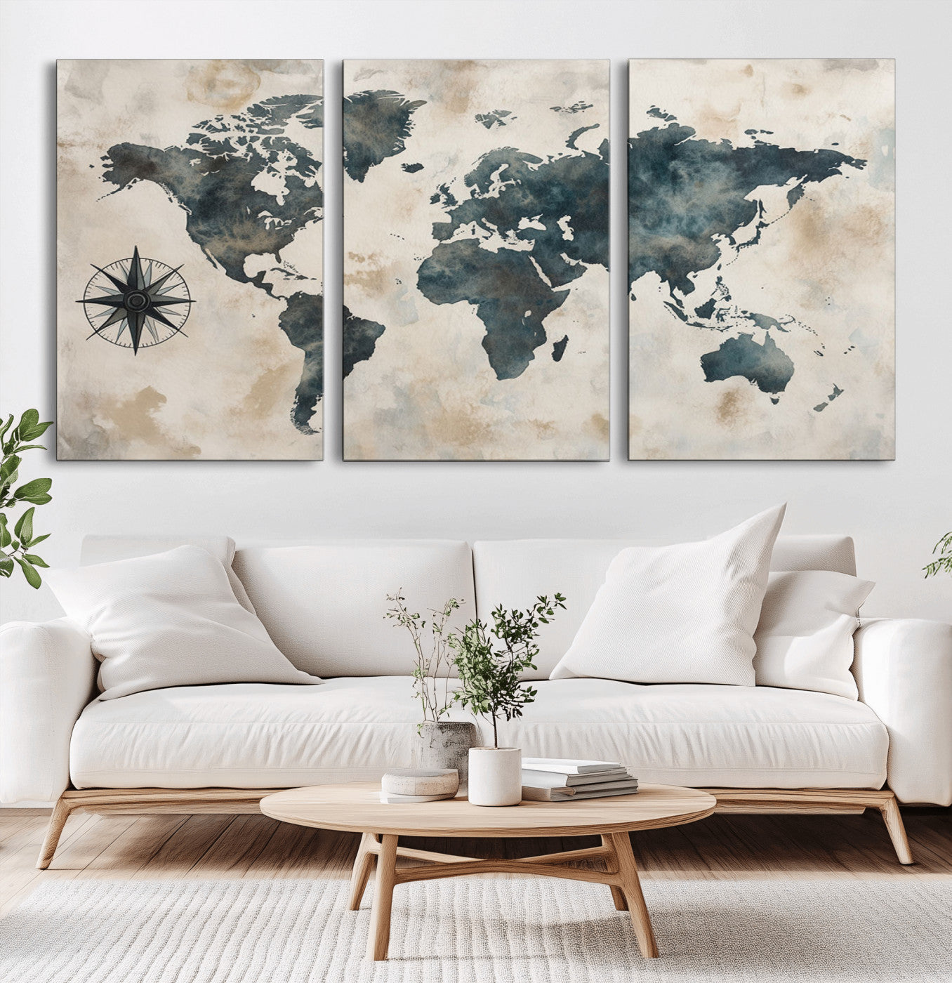 MGV-CV-60X30-3P - Push Pin World Map Canvas Print – Framed Wall Art for Couples to Track Their Travels – Anniversary