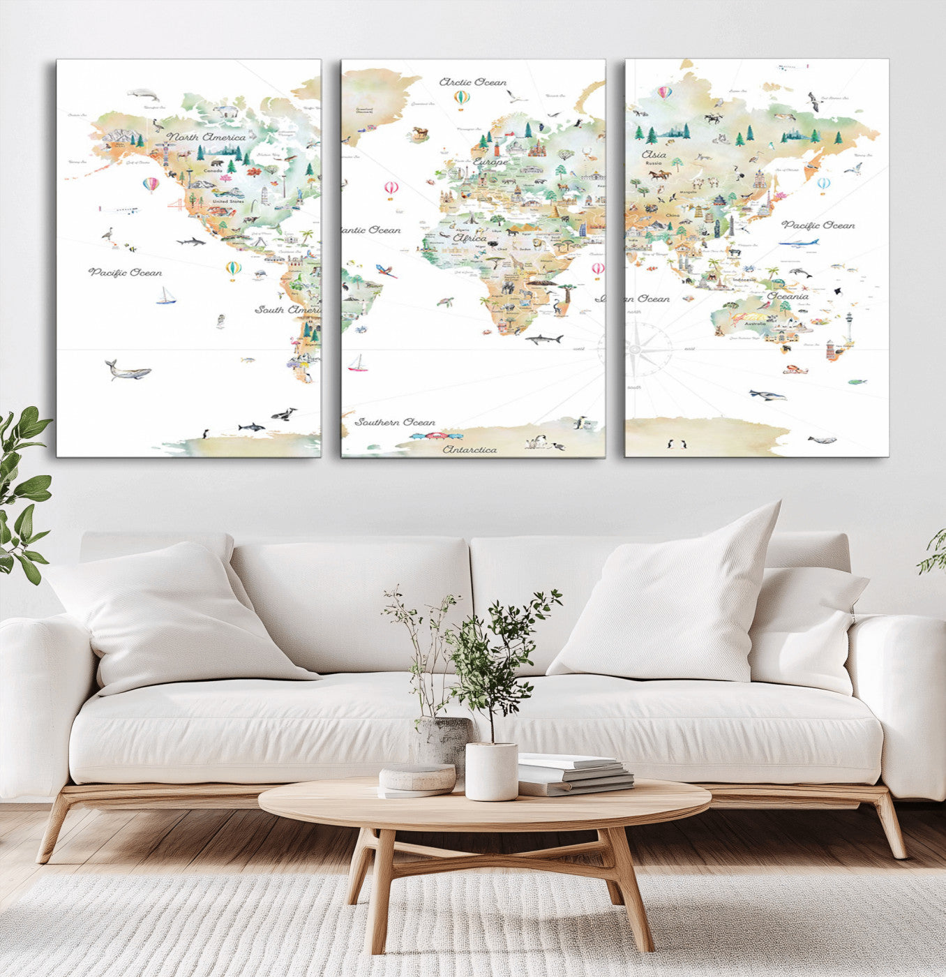 MGV-CV-60X30-3P - Push Pin World Map Canvas Print – Framed Wall Art for Couples to Track Their Travels – Anniversary