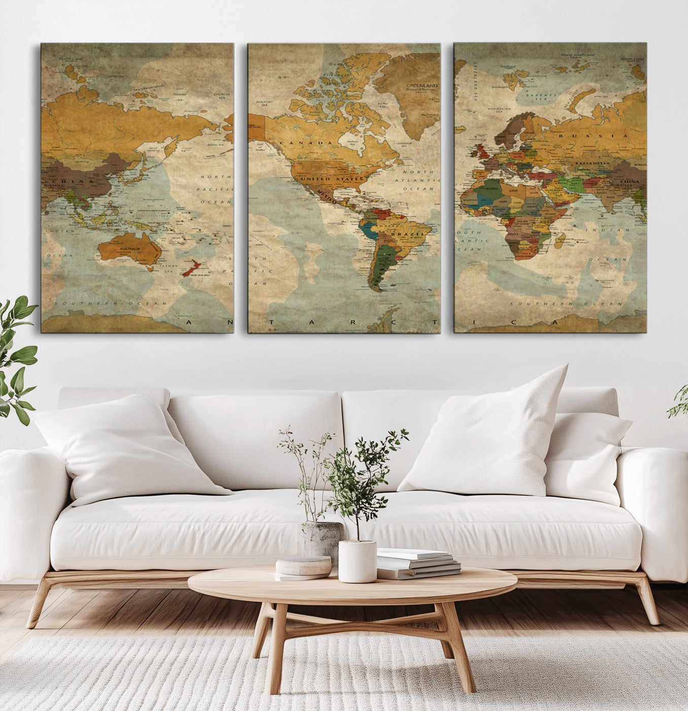 MGV-CV-60X30-3P - Push Pin World Map Canvas Print – Framed Wall Art for Couples to Track Their Travels – Anniversary