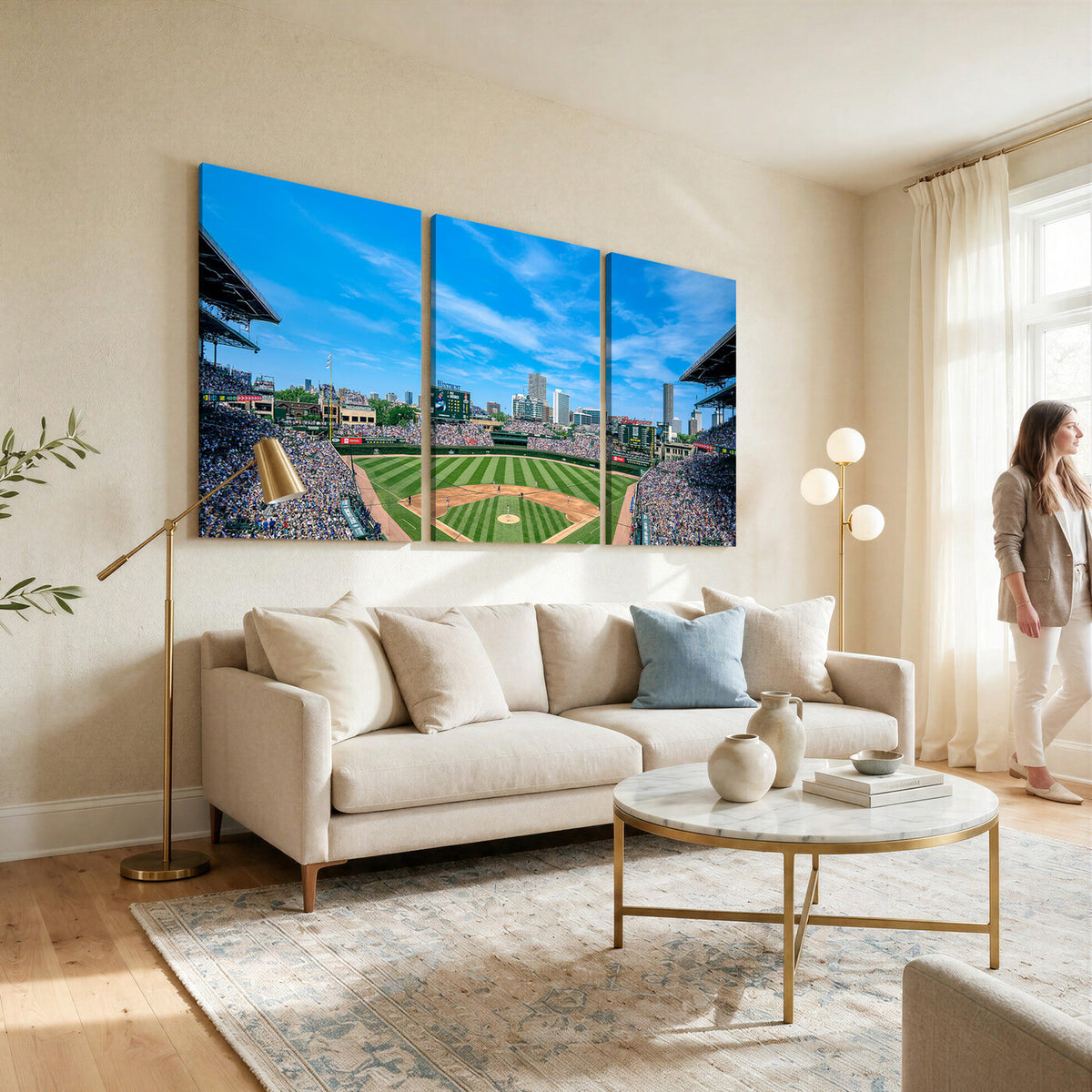 32373-MGV-CV-36X24 - Wrigley Field Chicago Cubs Panoramic Art Multi-Piece Canvas