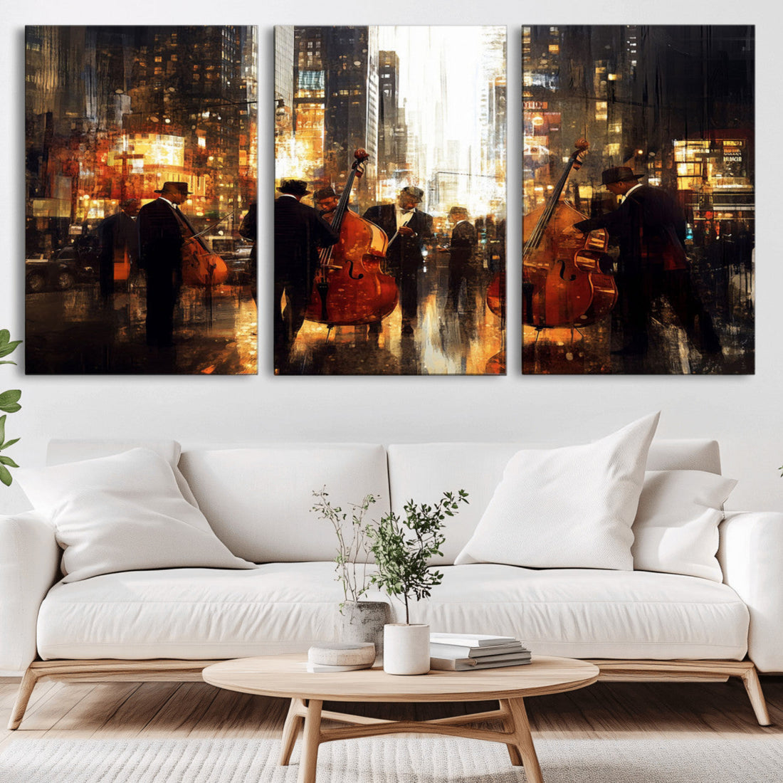 Abstract Jazz Wall Art Canvas Print | Colorful Musical Instrument Scene