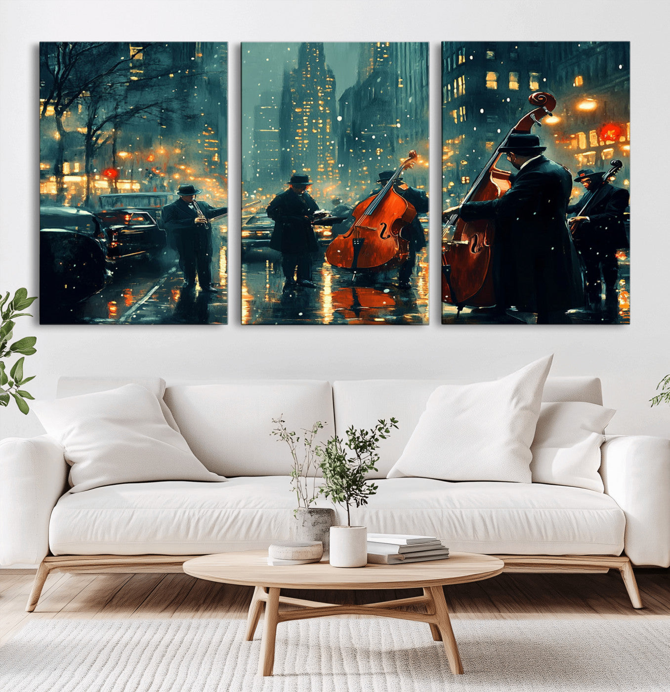 MGV-CV-60X30-3P - African American Jazz Art Print - Framed Abstract Music Canvas - Colorful Instrument Poster for