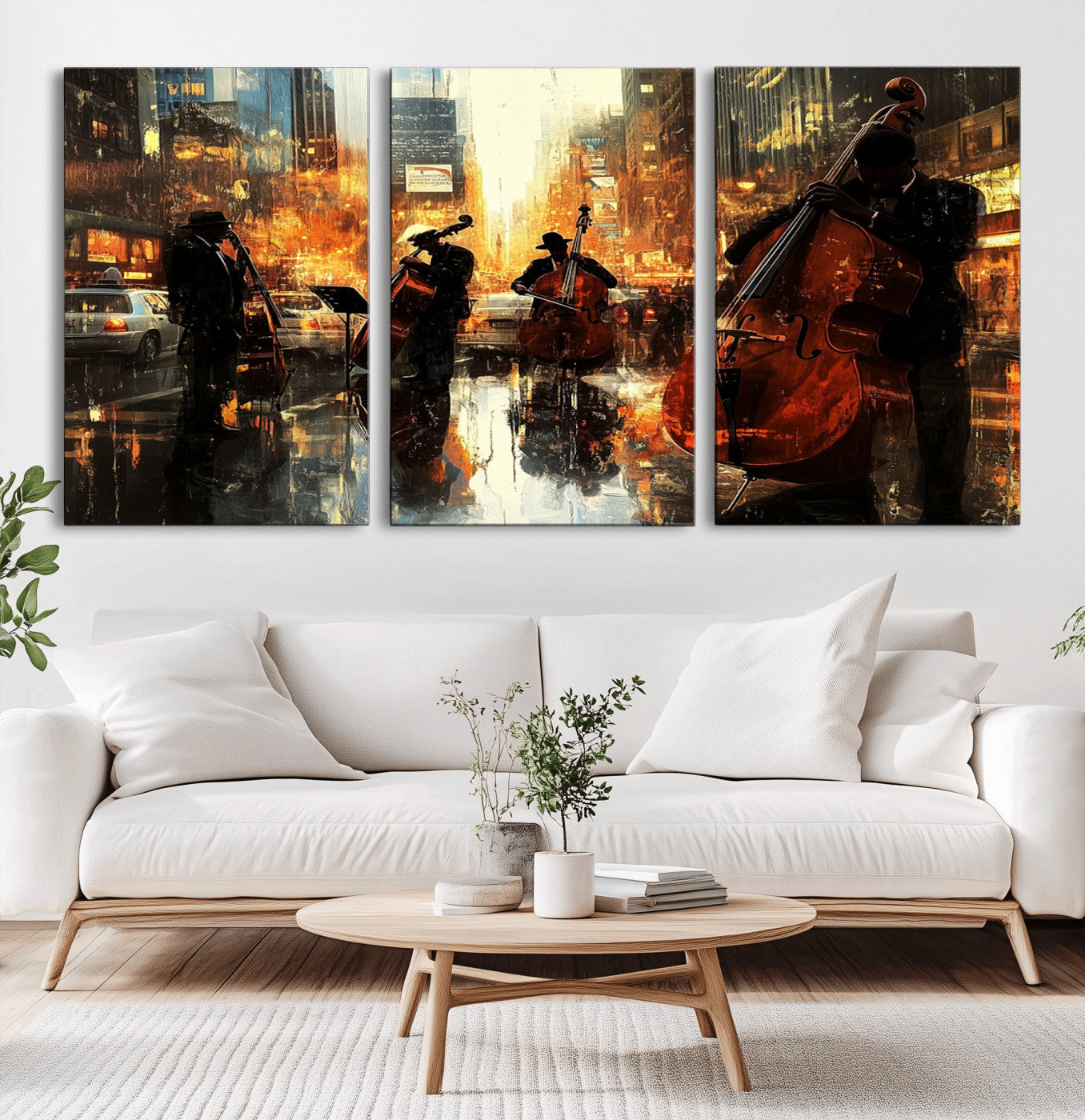 MGV-CV-60X30-3P - African American Abstract Jazz Wall Art - Framed Abstract Music Canvas - Colorful Instrument Canvsa