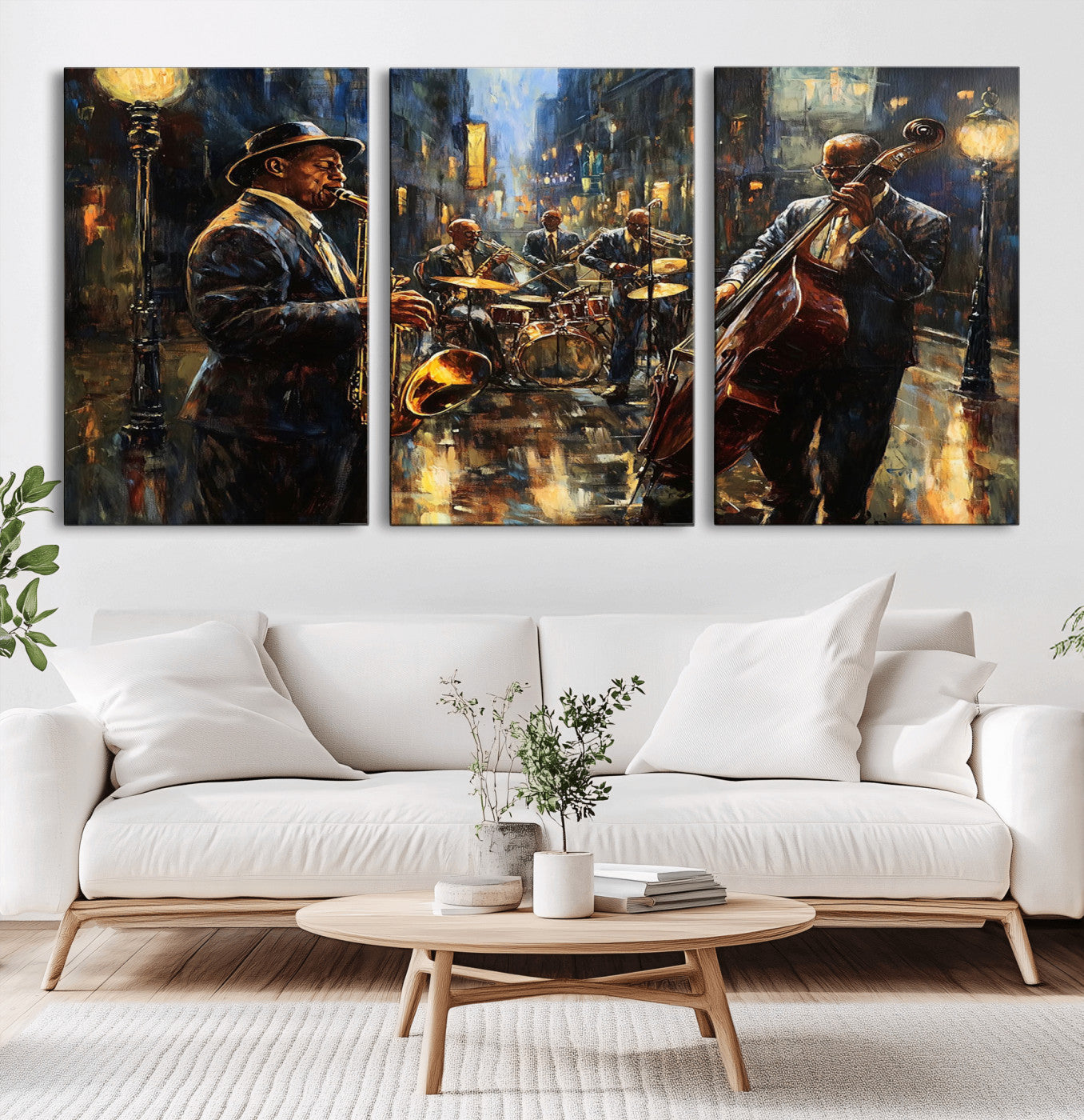 MGV-CV-60X30-3P - Jazz Canvas Wall Art Print - Abstract African American Music Art - Framed Posters for Living Room or